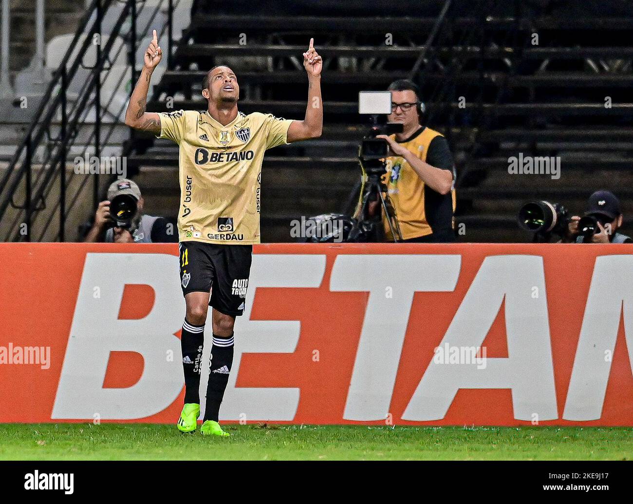 Belo Horizonte, Brésil: 11/11/2022, 10th novembre 2022; Estadio Mineirao, Minas Gerais, Belo Horizonte, Brésil : Keno d'ATL&#xe9;tico Mineiro, célèbre son but pendant le match entre Atletico Mineiro et Cuiba Banque D'Images