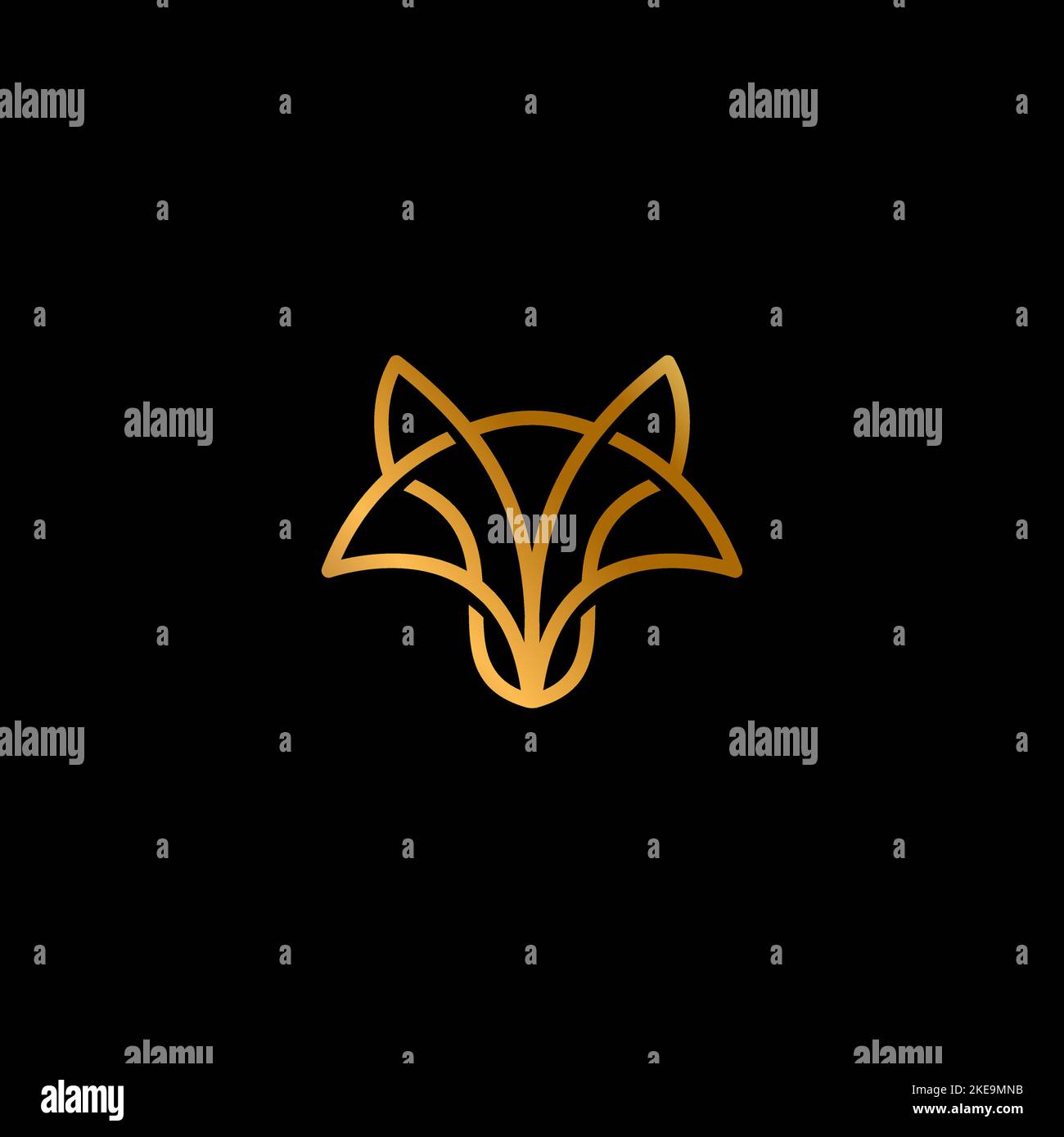 Logo Fox Line de couleur dorée. Fox élégant Vector Illustration de Vecteur