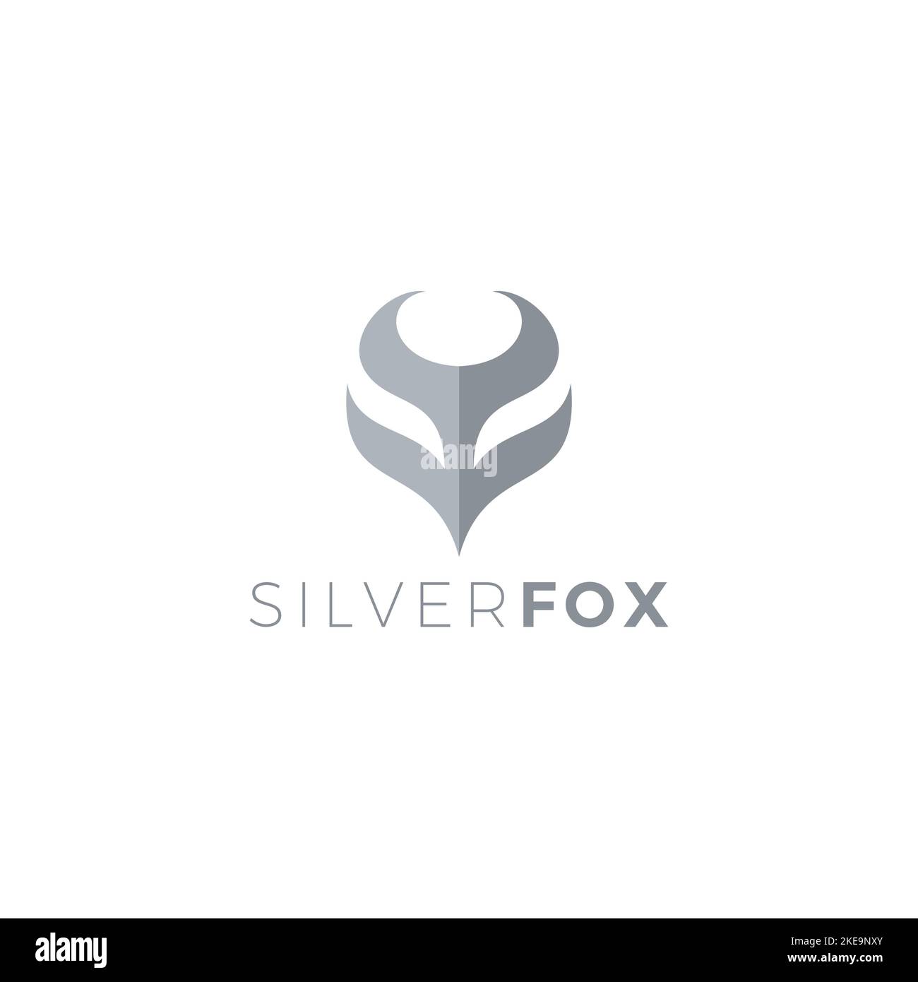 Logo Fox argenté. Gris renard. SF initial Illustration de Vecteur