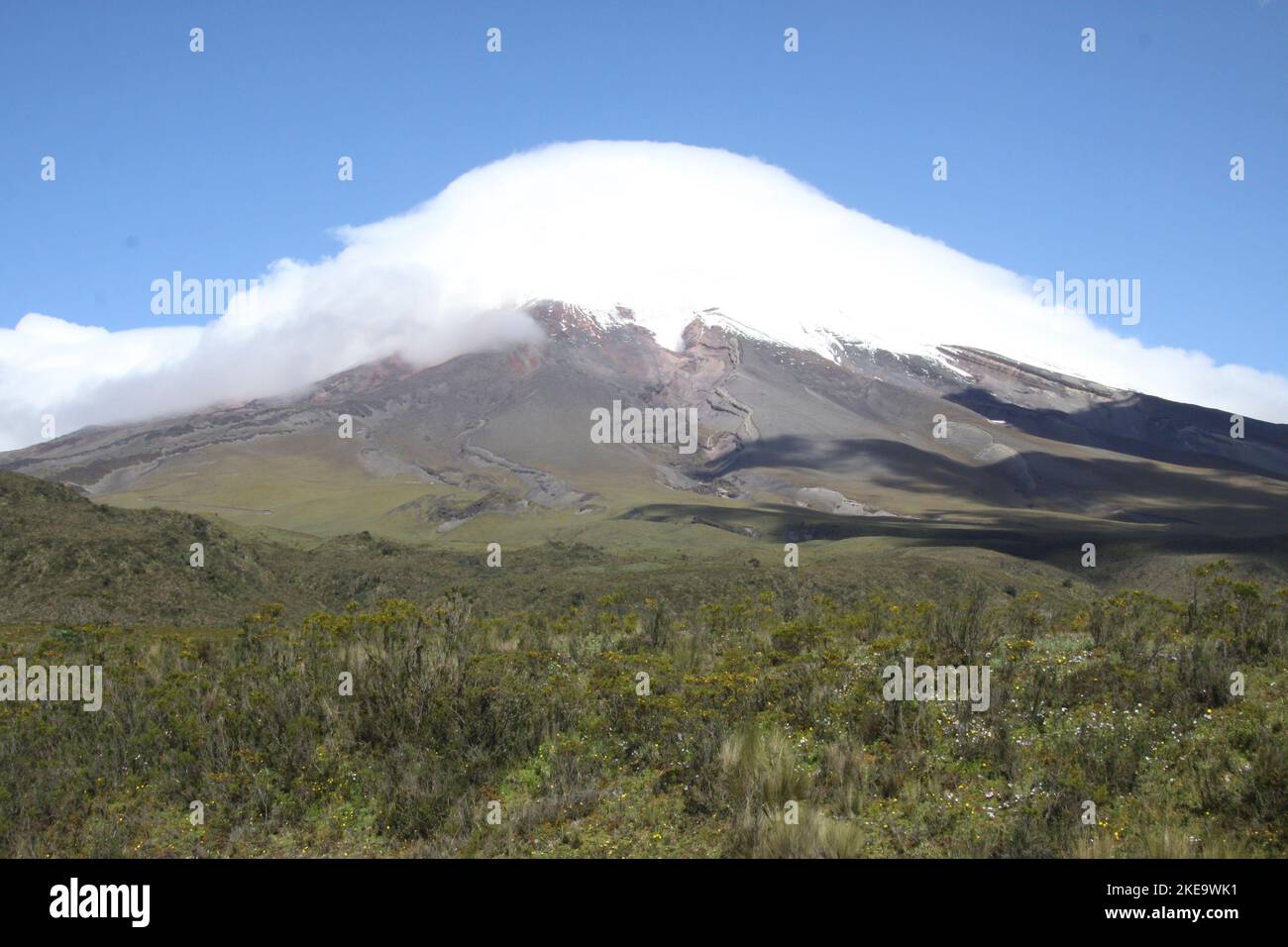 Cotopaxi est un stratovolcan actif dans les Andes, situé dans la ville de Latacunga dans la province de Cotopaxi, à environ 50 km (31 mi) au sud de Quito, et 31 Banque D'Images