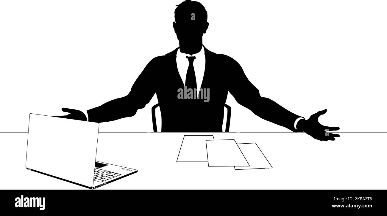Business suit Man Silhouette au bureau Illustration de Vecteur