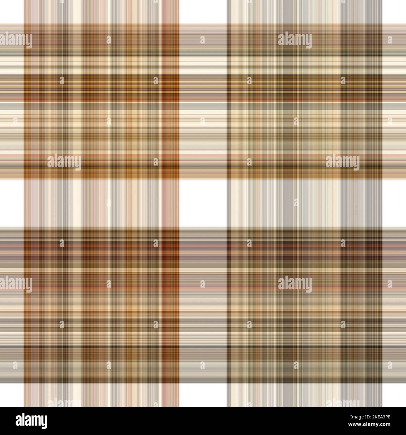Tissu écossais blanc forêt à motif sans couture. Motif écossais de forêt automnale ton sur ton avec texture organique. Arrière-plan de bande orange pour papier peint rugueux. Banque D'Images