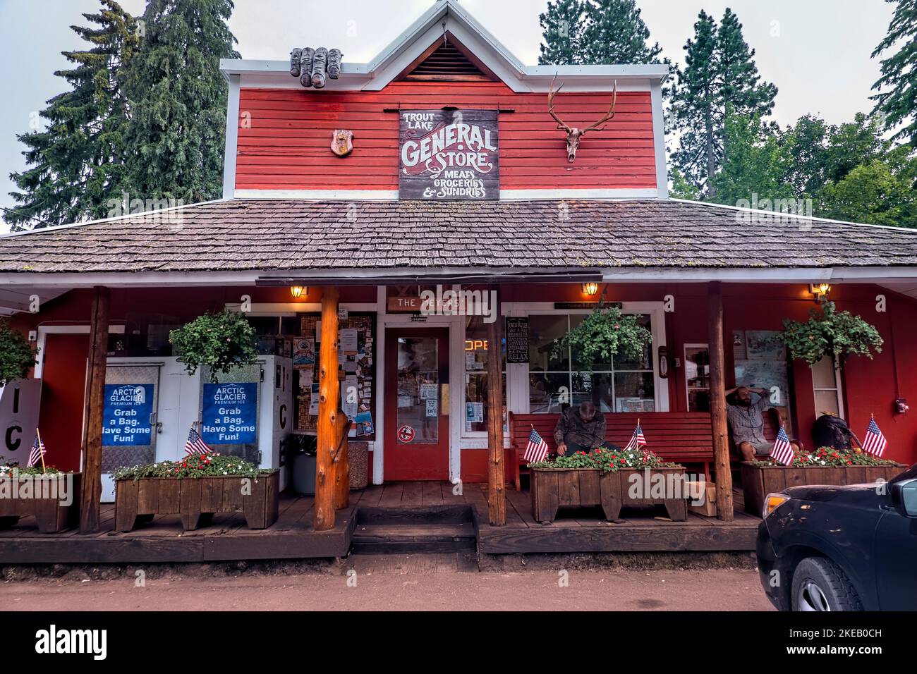 Magasin général à Trout Lake, Washington, États-Unis Banque D'Images