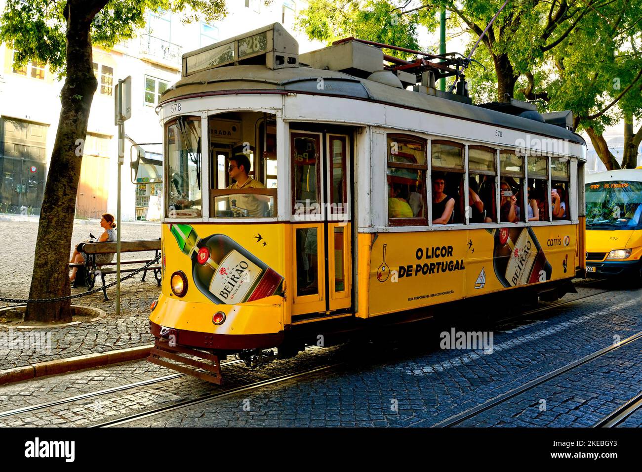 Le tramway à Lisbonne Portugal Banque D'Images