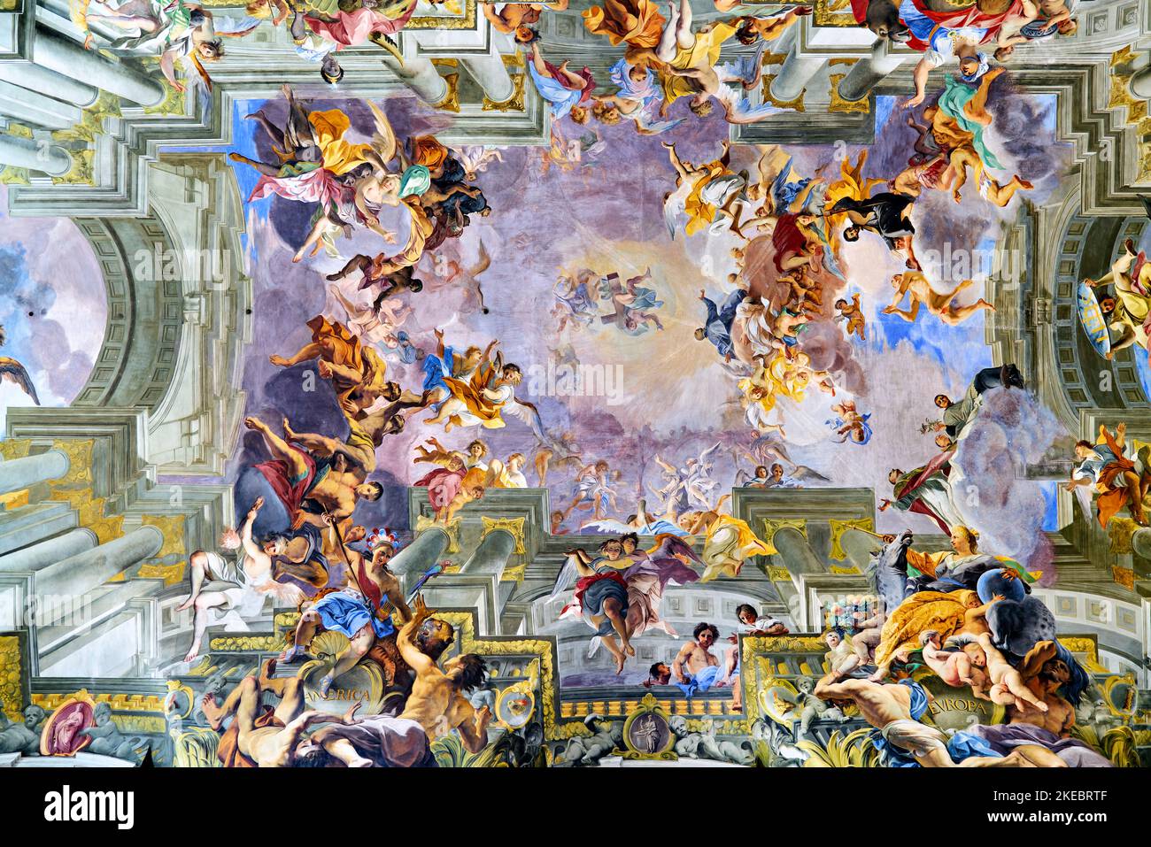 Rome Lazio Italie. L'église Saint Ignace de Loyola au Campus Martius. Le plafond peint d'Andrea Pozzo Banque D'Images
