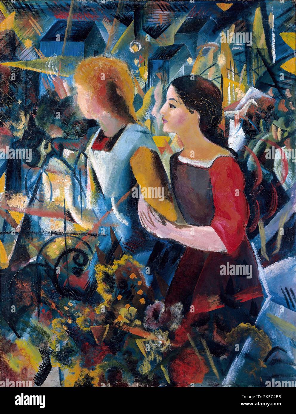 Deux filles par le peintre expressionniste allemand, August Macke (1887-1914), huile sur toile, 1913 Banque D'Images