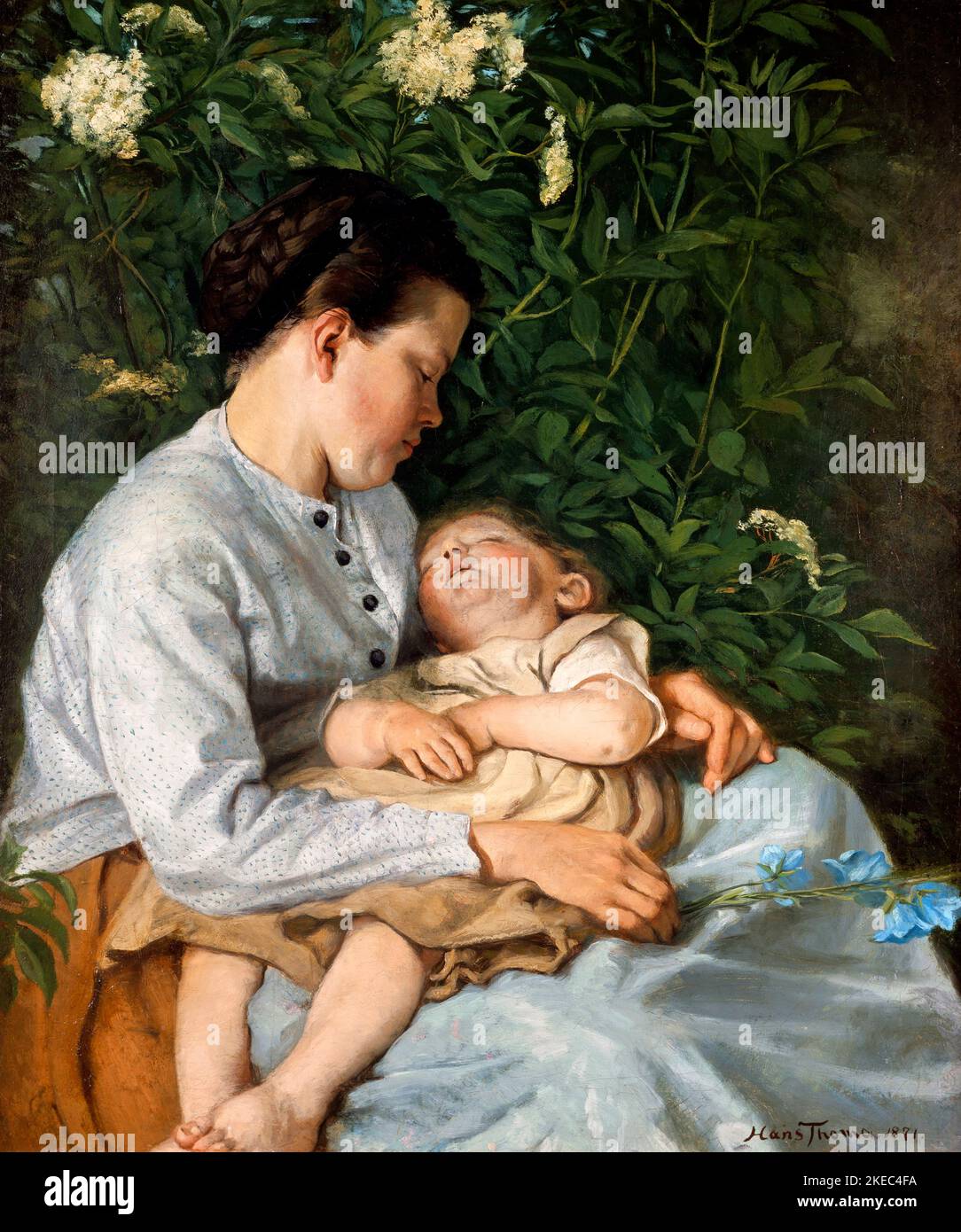 Sous l'ancien Bush de Hans Thoma (1839-1924), huile sur toile, 1871 Banque D'Images