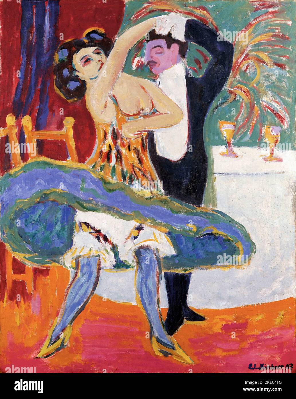 Théâtre vaudeville (couple dansant anglais) par Ernst Ludwig Kirchner (1880-1938), huile sur toile, c. 1909 Banque D'Images