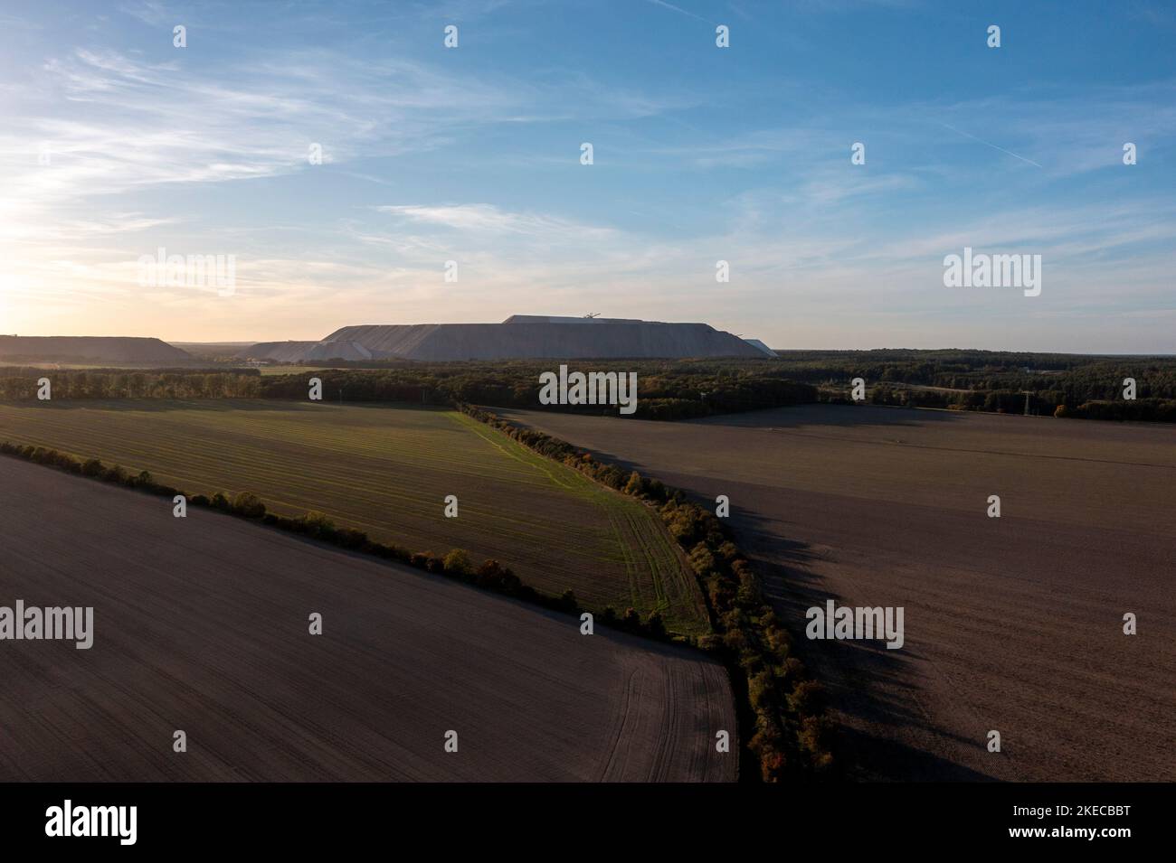 Usine de potasse Zielitz, pile de résidus, Nietripp, Saxe-Anhalt, Allemagne Banque D'Images