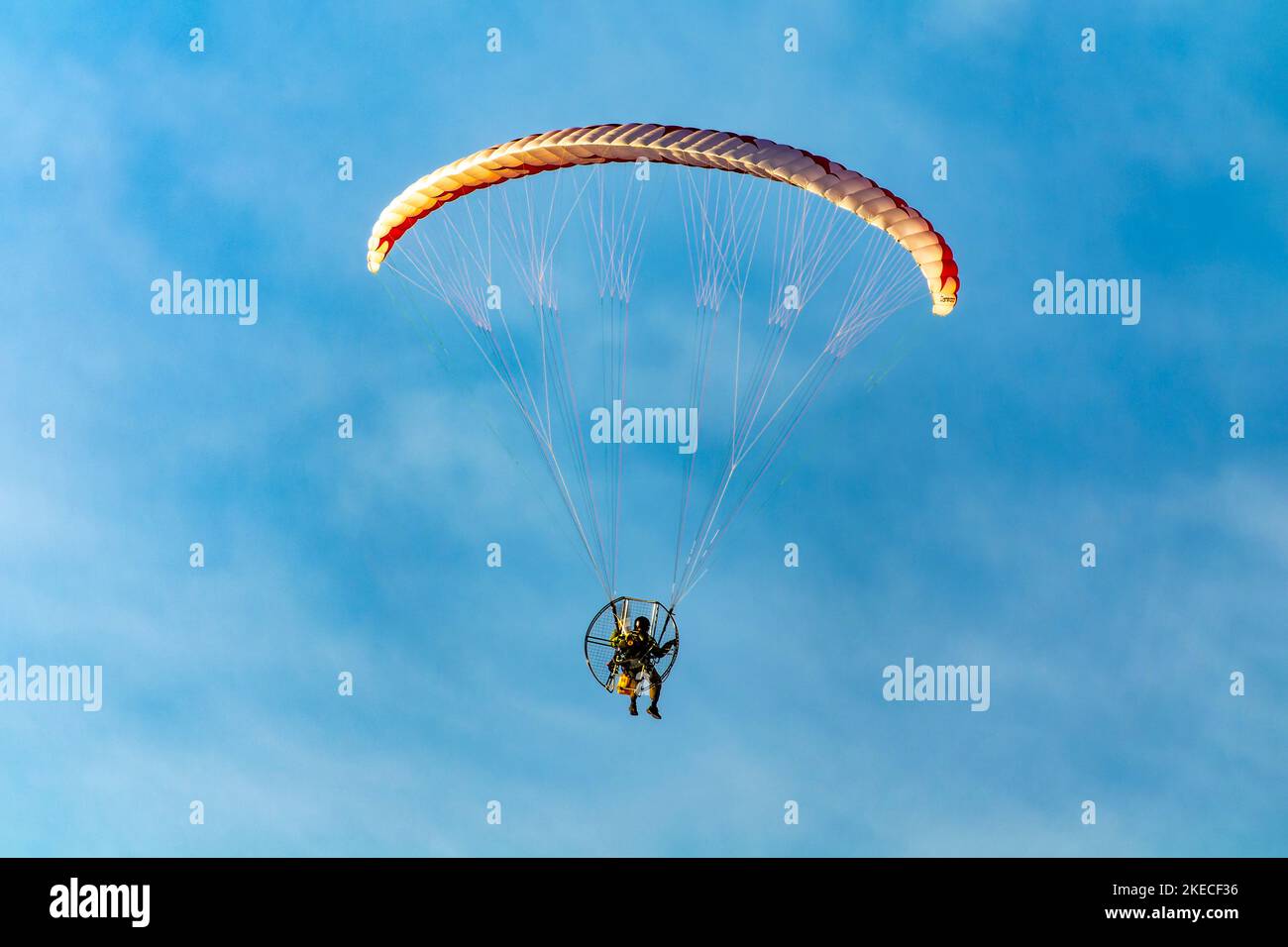 Pilote de paramoteur au-dessus du grand lac salé Banque D'Images