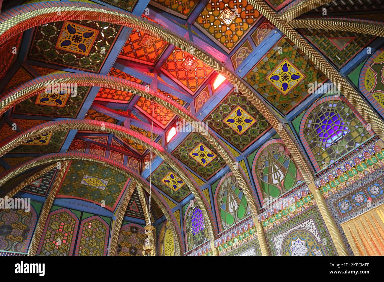 Salle de banquet, Sitorai Mokhi Khosa (Palais des étoiles de type Lune) - le dernier Palais d'été d'Emir, Boukhara, province de Boukhara, Ouzbékistan, Asie centrale Banque D'Images