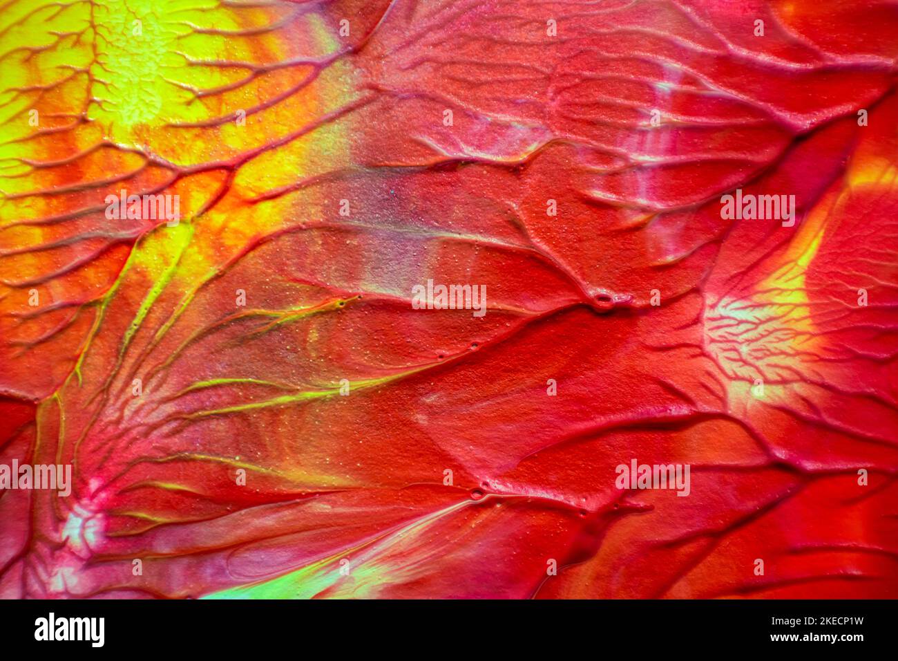 Texture créée avec de la peinture acrylique mélangée à des formes organiques et fantaisistes, parfaite pour les arrière-plans et le design graphique Banque D'Images