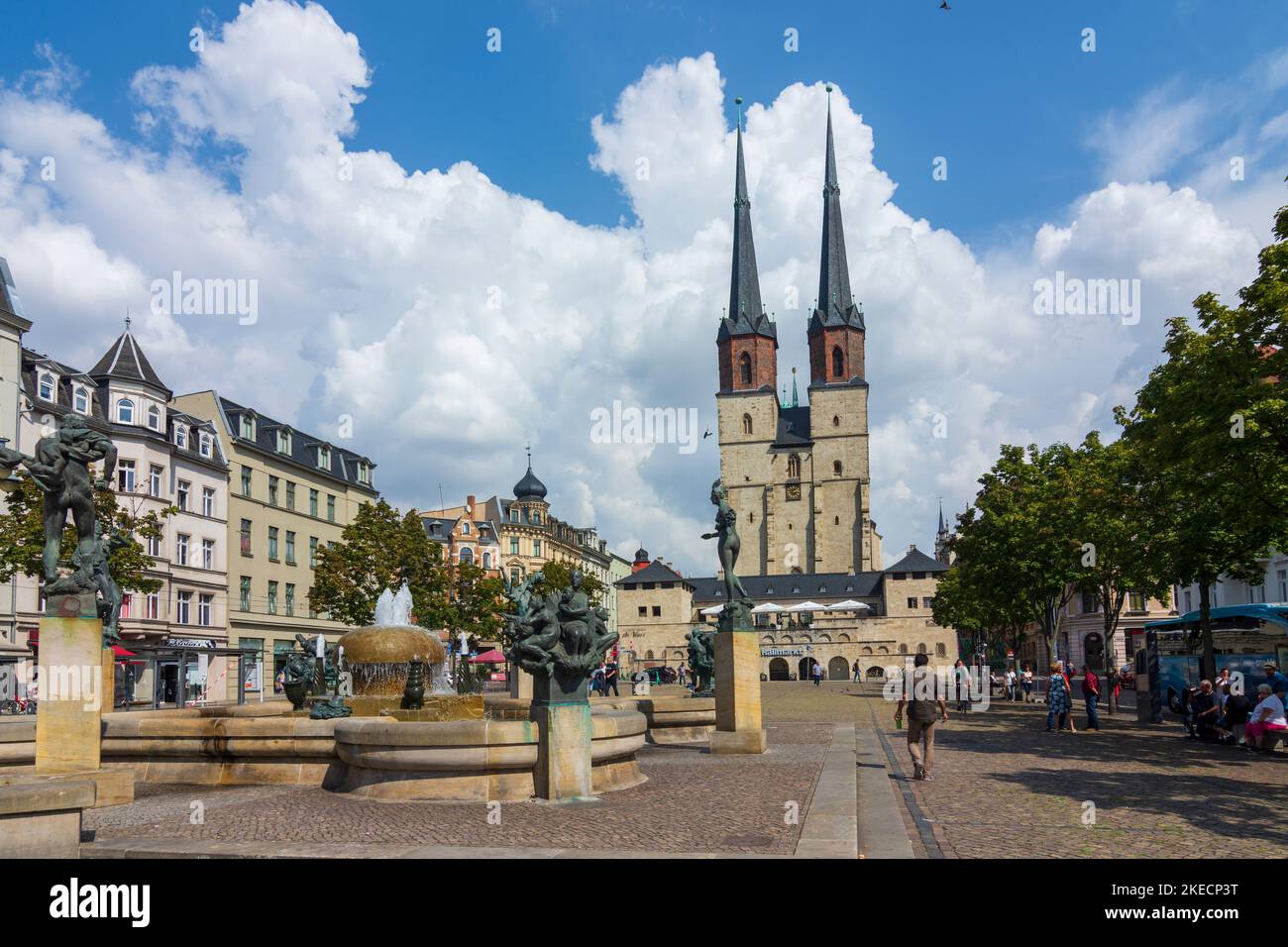 Halle (Saale), Marktkirche Unser Lieben Frauen (Eglise du marché de notre chère Dame), place Hallmarkt en Saxe-Anhalt, Allemagne Banque D'Images