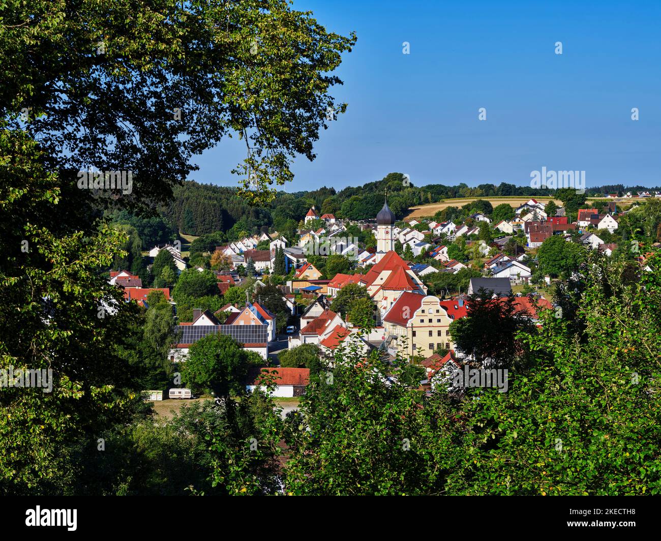 Axe visuel baroque dans un paysage culturel historique, Welden dans le parc naturel Augsburg Westliche Wälder. Banque D'Images