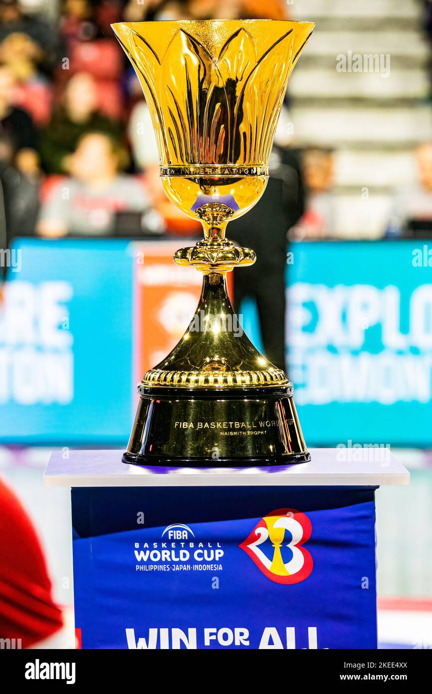 Le Graal - la coupe du monde de la FIBA, le Trophée de Naismith. Défaites du Canada, Venezuela. , . La Bernache du Canada est maintenant 9-0 en qualification. Crédit : SOPA Images Limited/Alamy Live News Banque D'Images