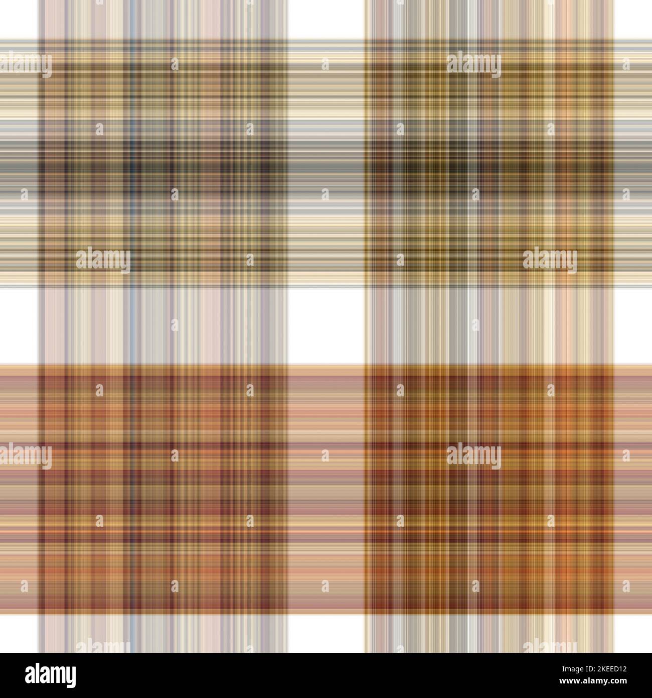Tissu écossais blanc forêt à motif sans couture. Motif écossais de forêt automnale ton sur ton avec texture organique. Arrière-plan de bande orange pour papier peint rugueux. Banque D'Images
