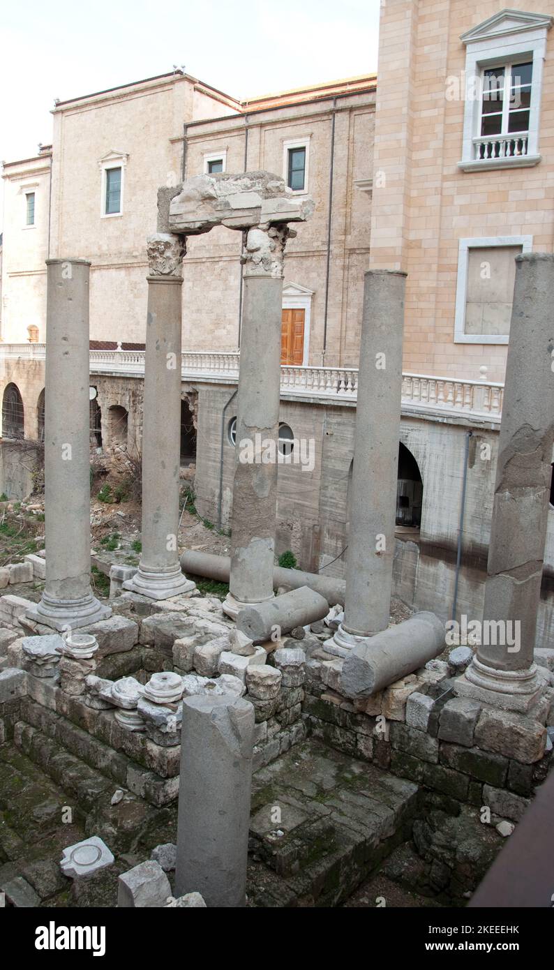 Vestiges romains - colonnes et capitales, Beyrouth, Liban, Moyen-Orient Banque D'Images