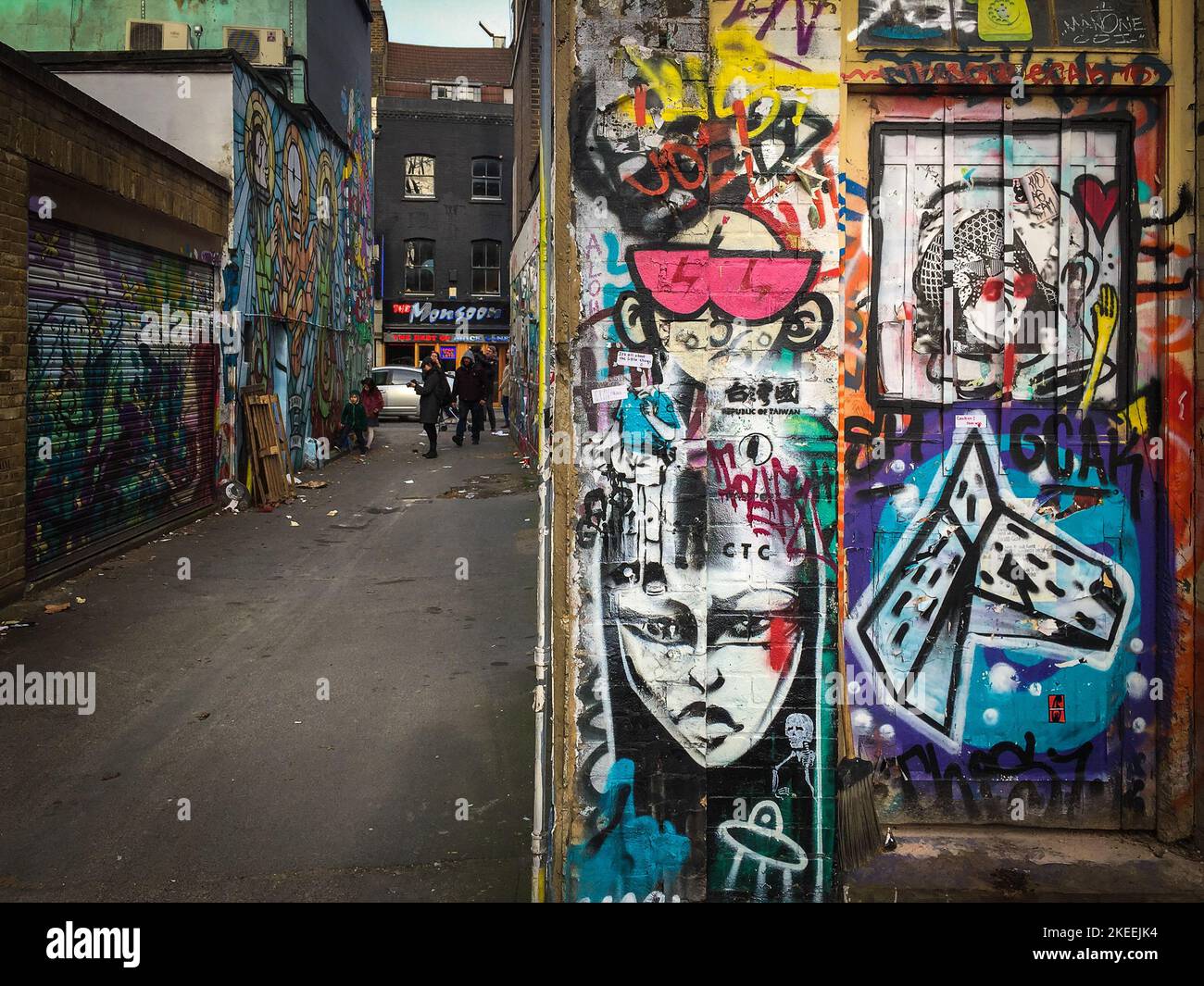 Graffiti dans une rue Shoreditch à Londres, Grande-Bretagne Banque D'Images