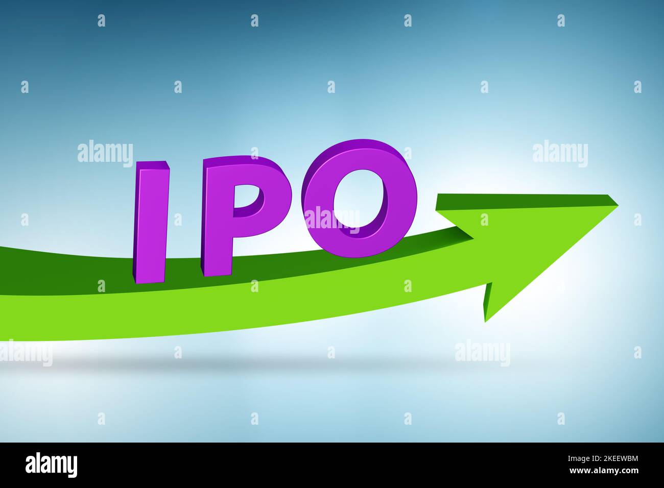 Concept IPO avec le graphique de croissance - rendu 3D Banque D'Images