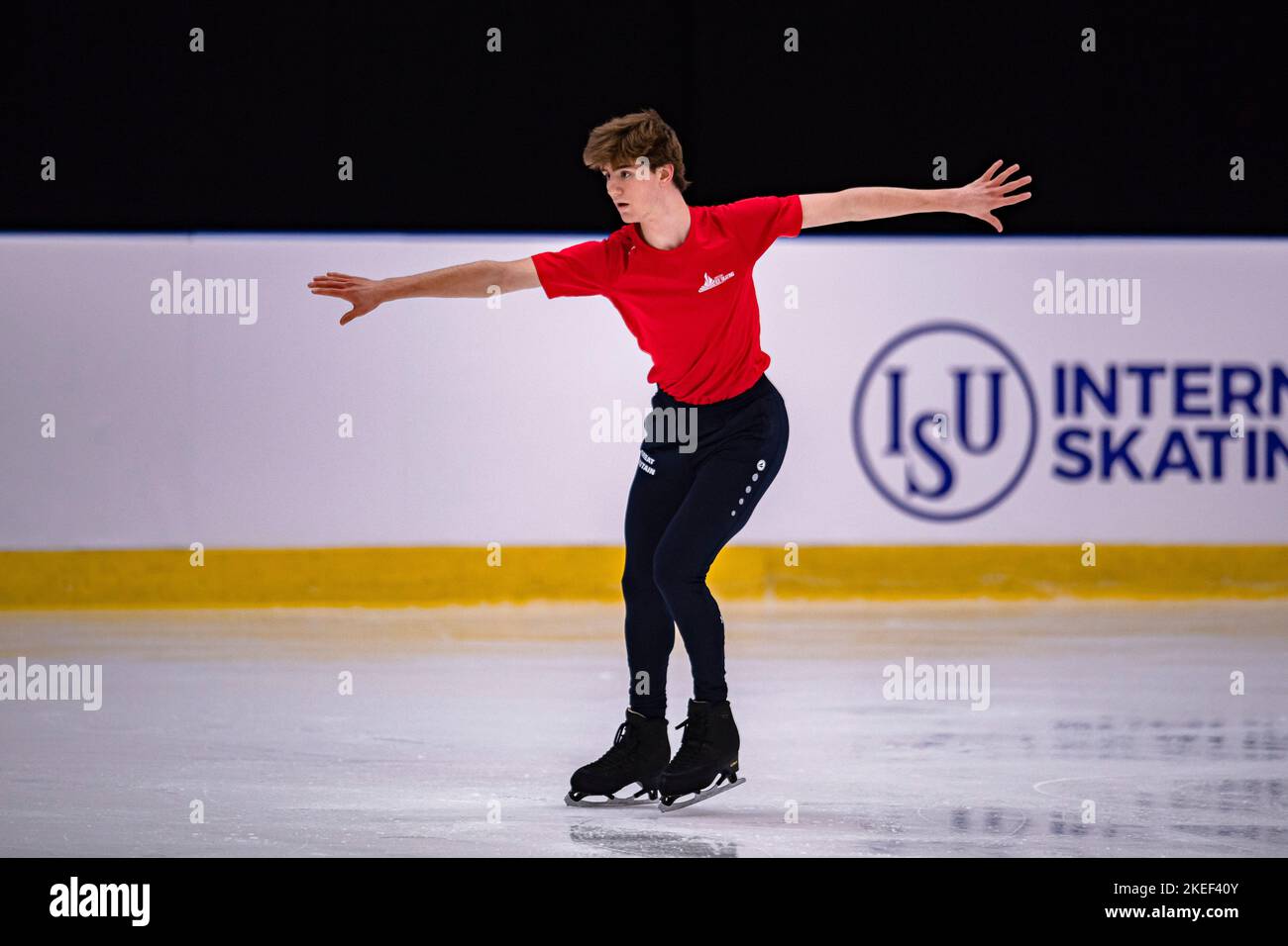 SHEFFIELD, Sheffield. 12th novembre 2022. Edward Appleby, de Grande-Bretagne, dans la pratique du patinage libre pendant le Grand Prix de l'UIP - MK John Wilson Trophée 2022 à ICE Sheffield le samedi 12 novembre 2022. SHEFFIELD, Sheffield. Credit: Taka G Wu/Alay Live News Banque D'Images