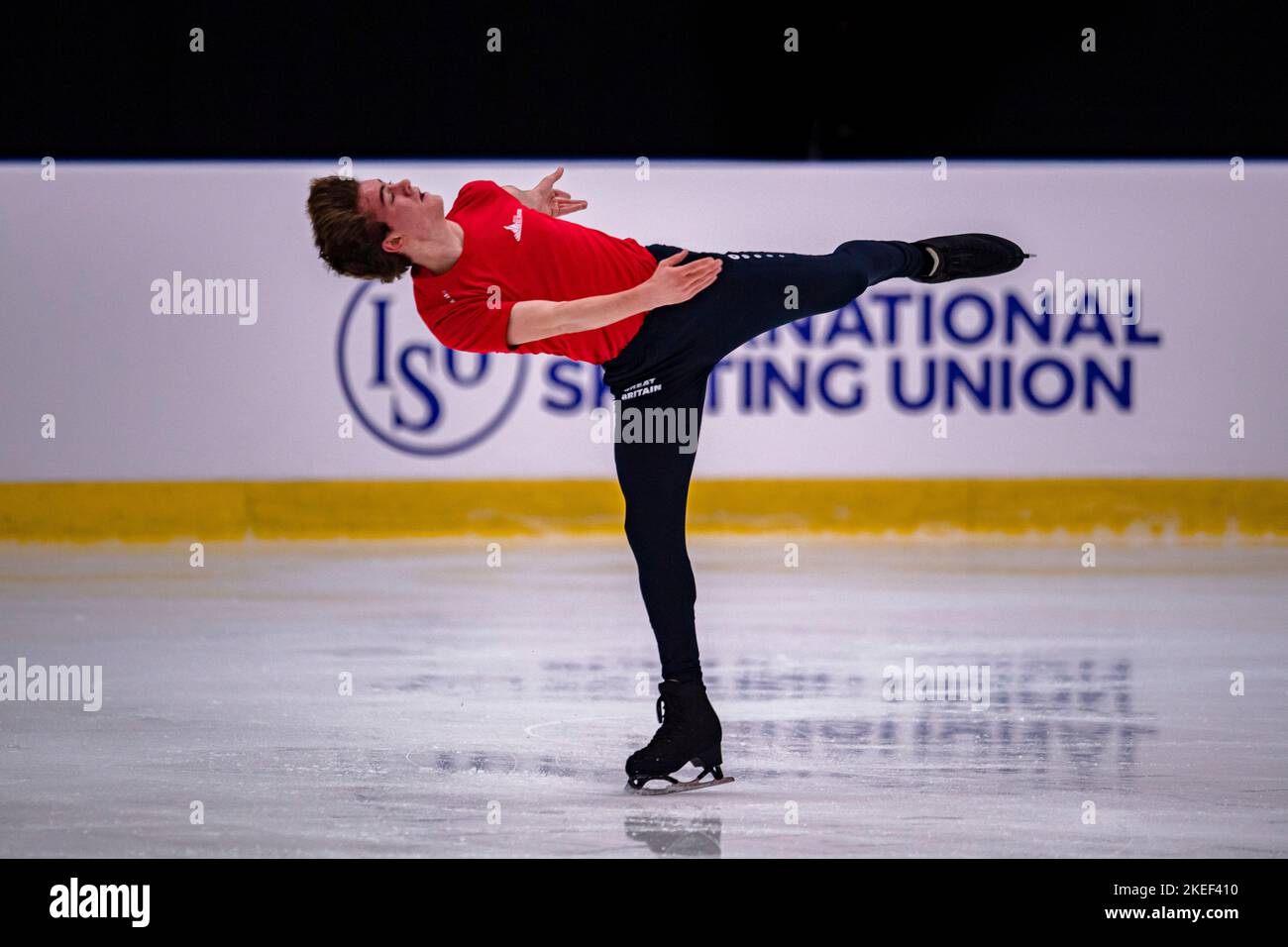 SHEFFIELD, Sheffield. 12th novembre 2022. Edward Appleby, de Grande-Bretagne, dans la pratique du patinage libre pendant le Grand Prix de l'UIP - MK John Wilson Trophée 2022 à ICE Sheffield le samedi 12 novembre 2022. SHEFFIELD, Sheffield. Credit: Taka G Wu/Alay Live News Banque D'Images