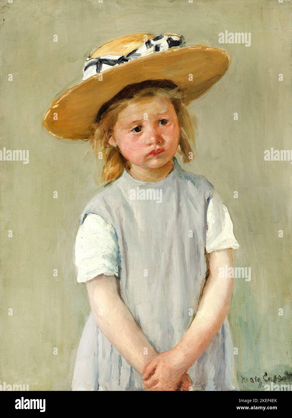 Mary Cassatt, enfant dans un chapeau de paille, Circa 1886, huile sur toile, National Gallery of Art, Washington, D.C., États-Unis. Banque D'Images