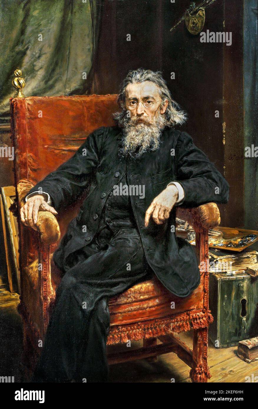 Jan Matejko, autoportrait, 1892, huile sur toile, Musée national de Varsovie, Pologne. Banque D'Images