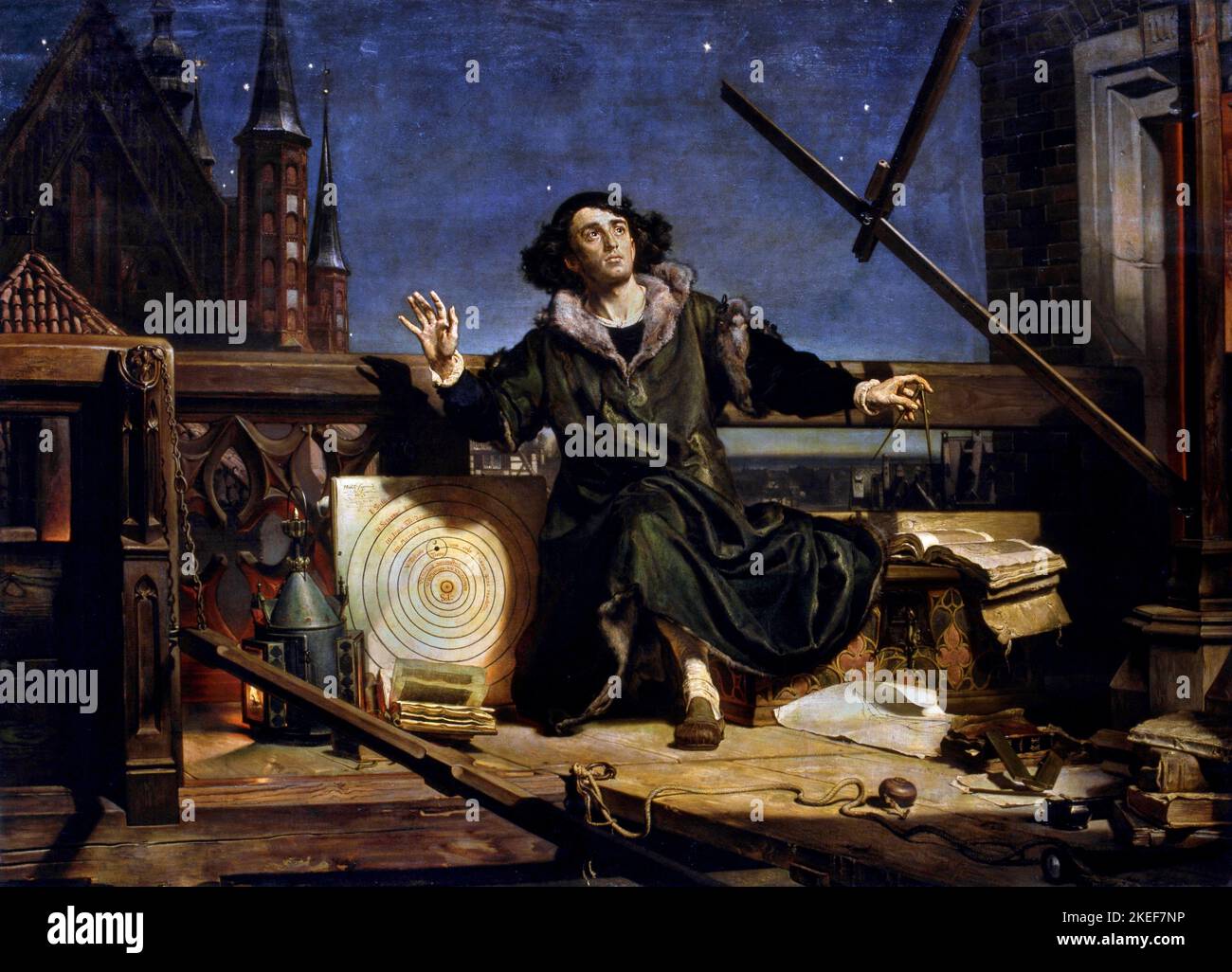 Jan Matejko, astronome Copernicus, ou conversations avec Dieu, 1872, huile sur toile, Musée de l'Université de Jagiellonian, Cracovie, Pologne. Banque D'Images