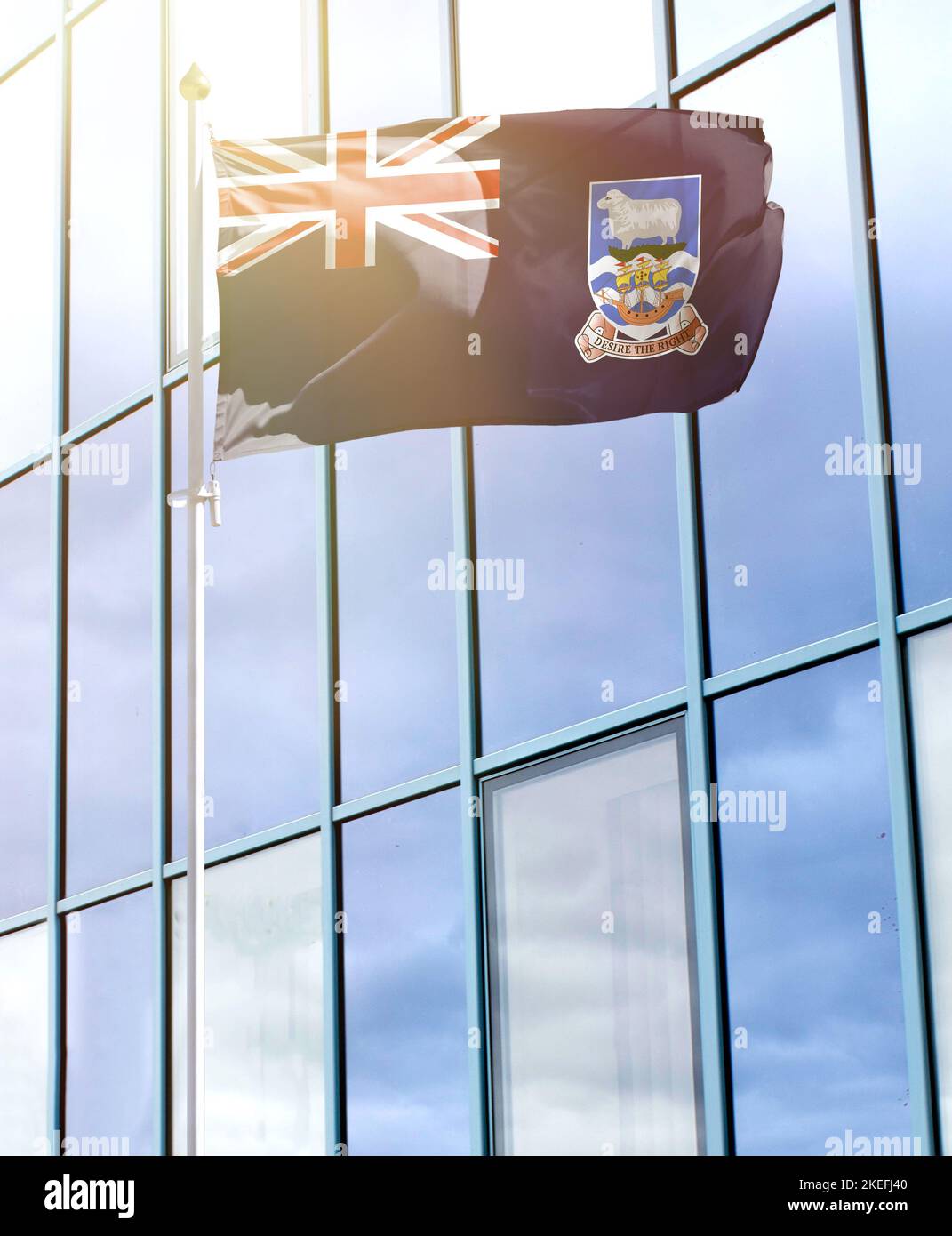 Drapeau des îles Falkland sur un mât Banque D'Images