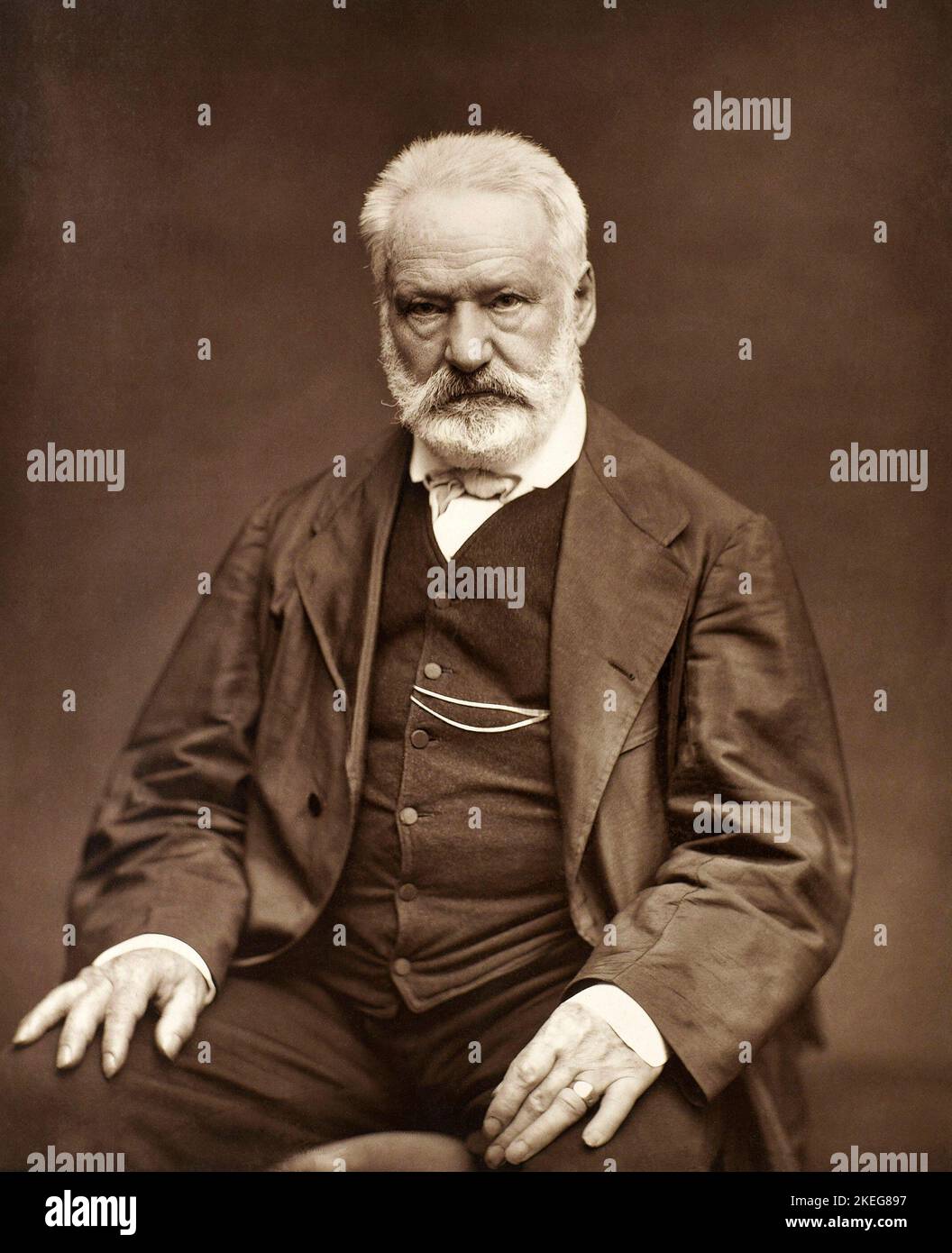 Une photographie de portrait de Victor Hugo par Étienne Carjat. 1876. Banque D'Images