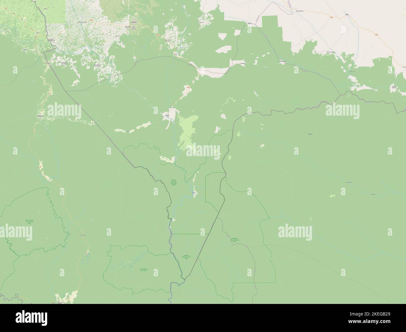 Sangha-Mbaere, préfecture économique de la République centrafricaine. Ouvrez la carte des rues Banque D'Images