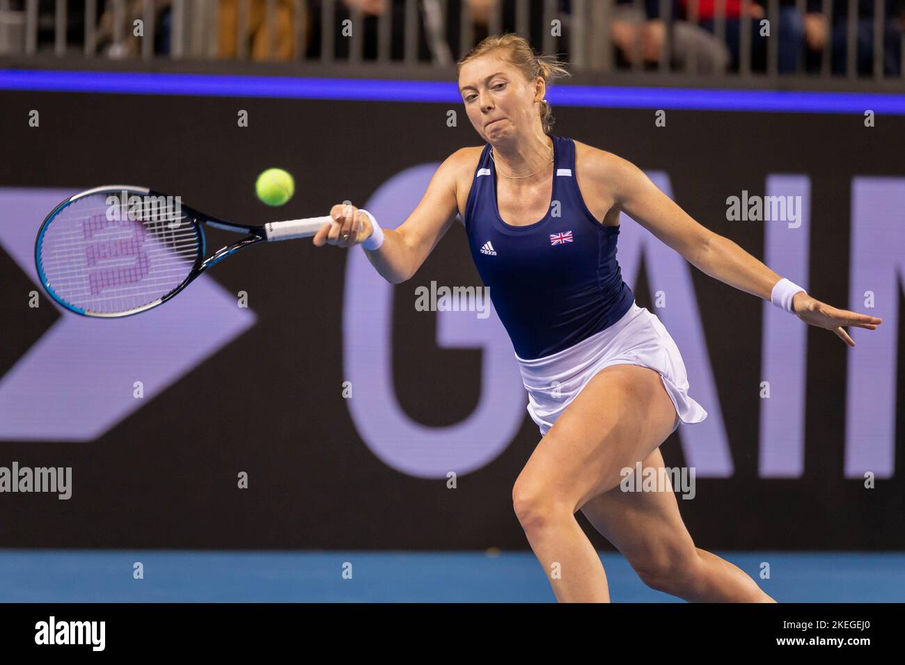 Glasgow, Écosse, le 12th novembre 2022. Storm Sanders et Samantha Stosur, d'Australie, ont battu Alicia Barnett et Olivia Nicholls de Team GB pour atteindre le Banque D'Images