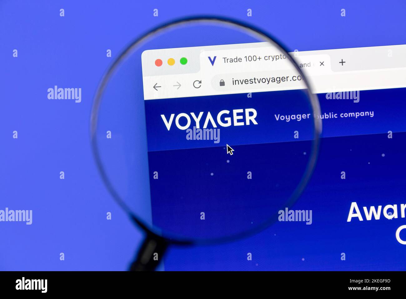 Ostersund, Suède - 30 septembre 2022 : site Internet de Voyager Digital LLC. Voyager est une plate-forme d'échange de crypto-monnaies basée aux États-Unis. Banque D'Images
