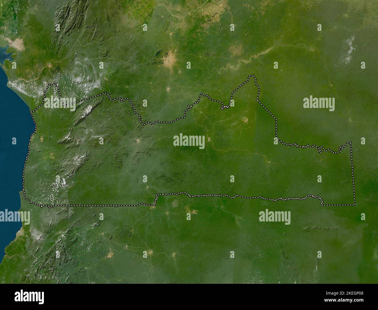 Sud, région du Cameroun. Carte satellite basse résolution Banque D'Images