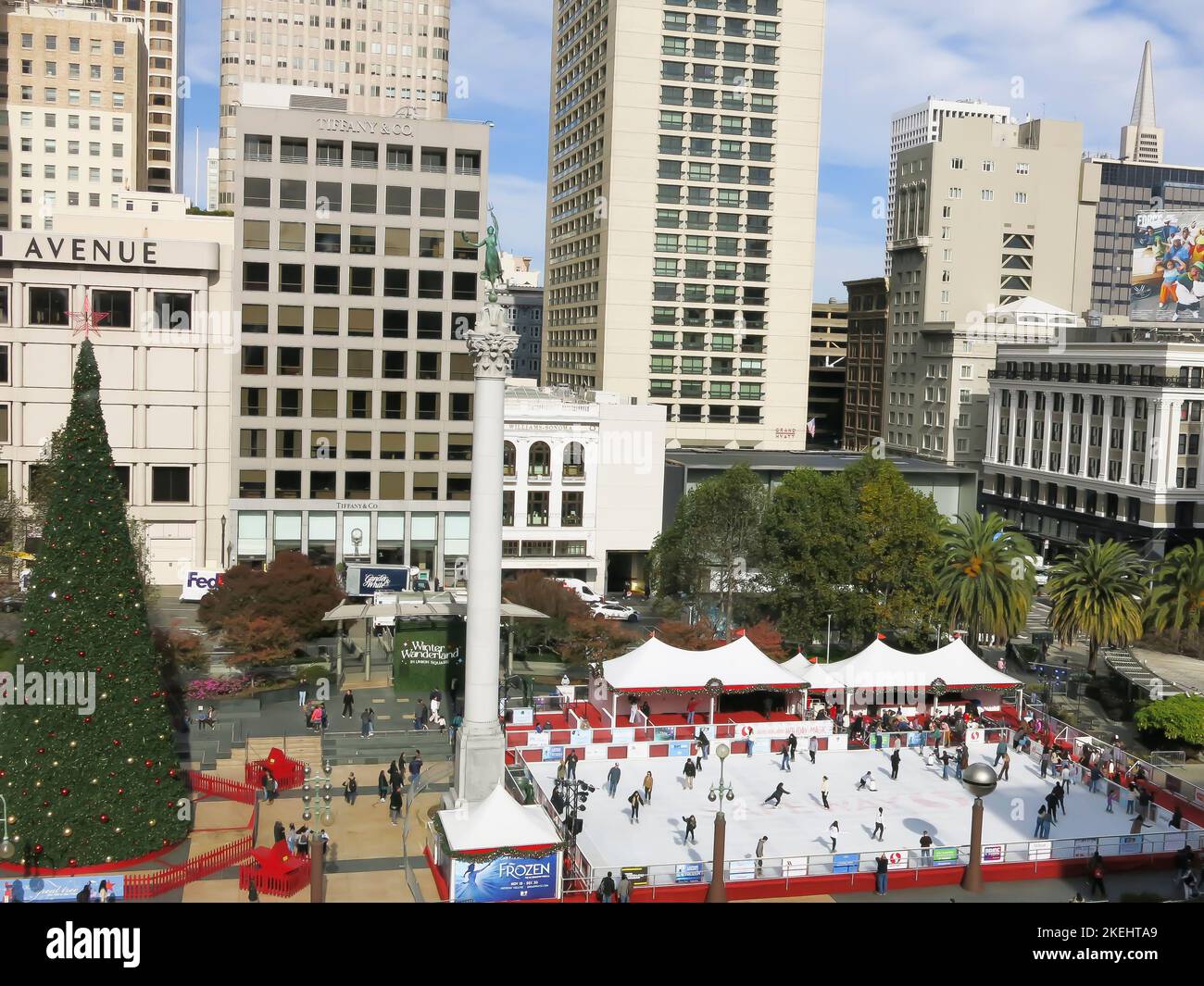 Union Square de San Francisco dans l'esprit des vacances d'hiver Banque D'Images