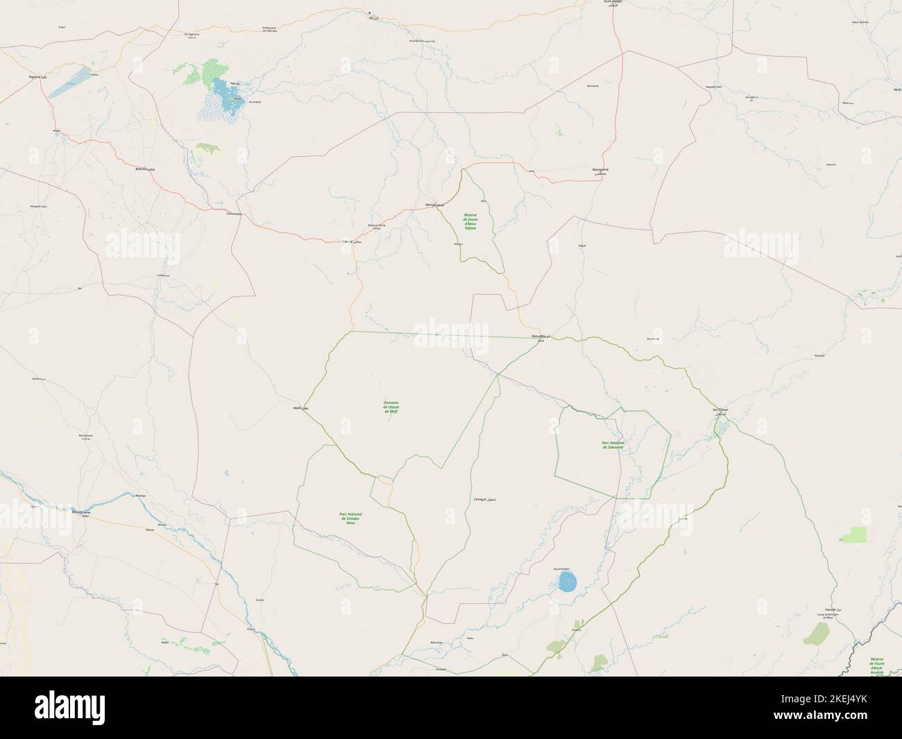 Guera, région du Tchad. Ouvrez la carte des rues Banque D'Images