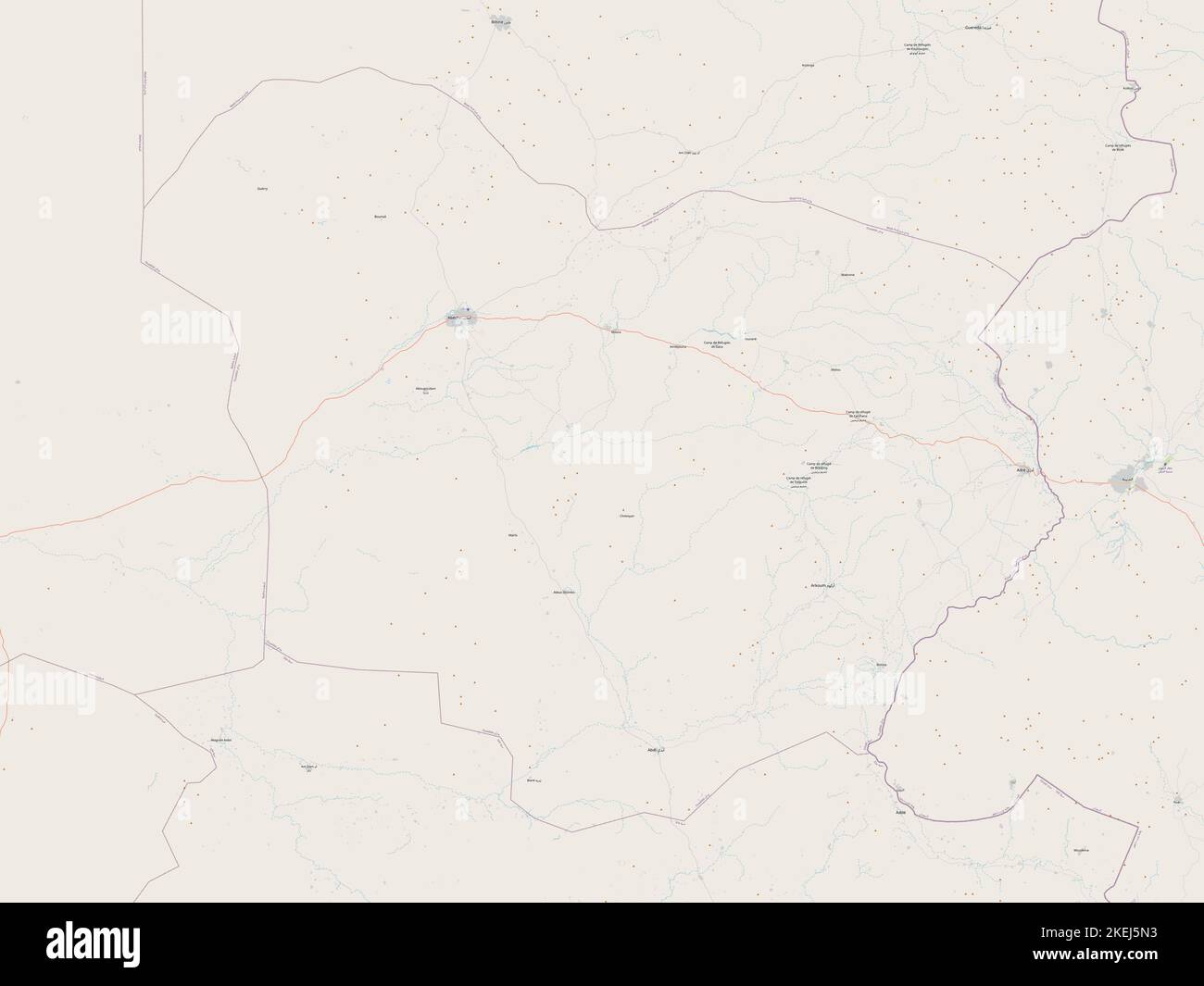Ouaddai, région du Tchad. Ouvrez la carte des rues Banque D'Images