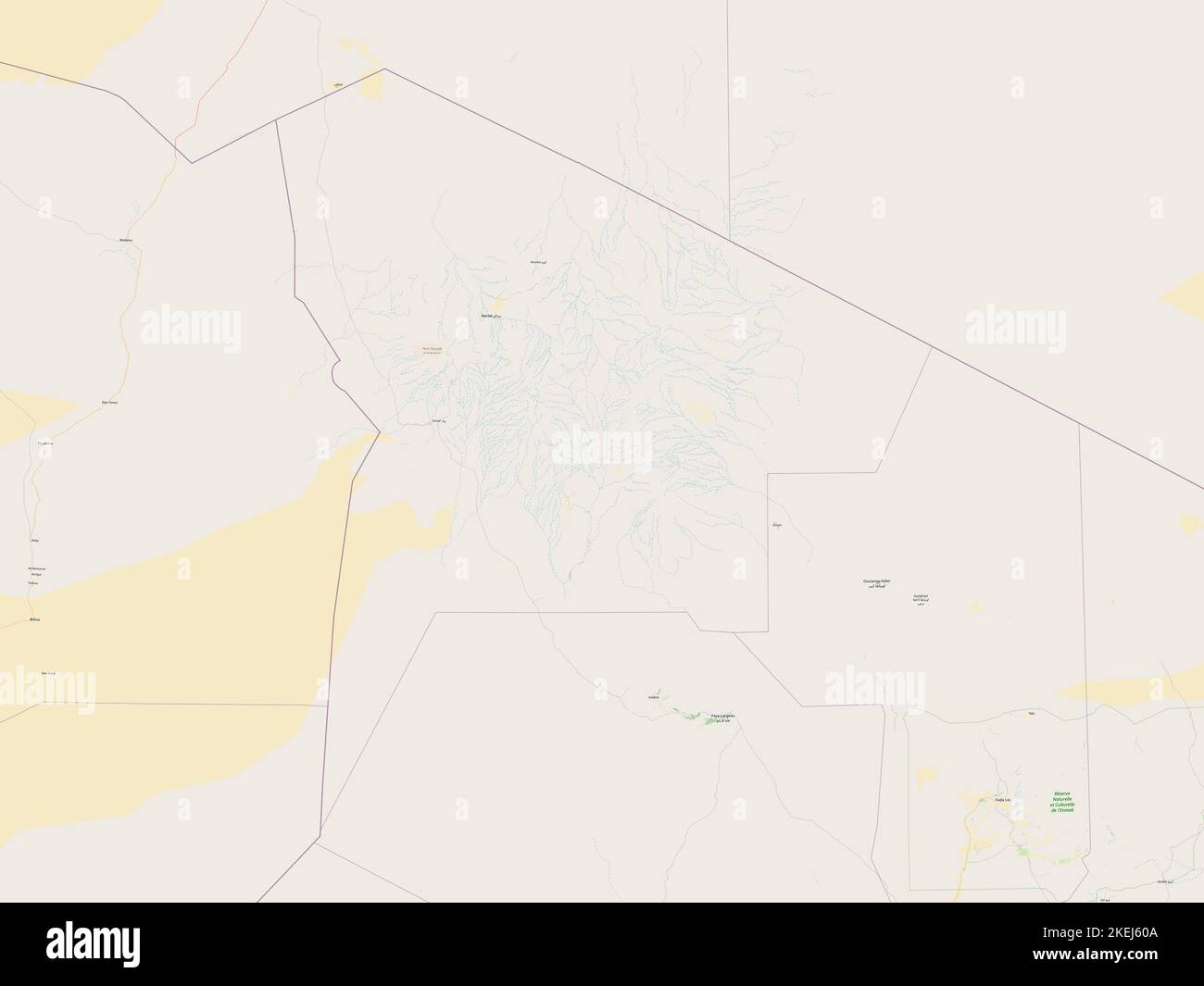 Tibesti, région du Tchad. Ouvrez la carte des rues Banque D'Images