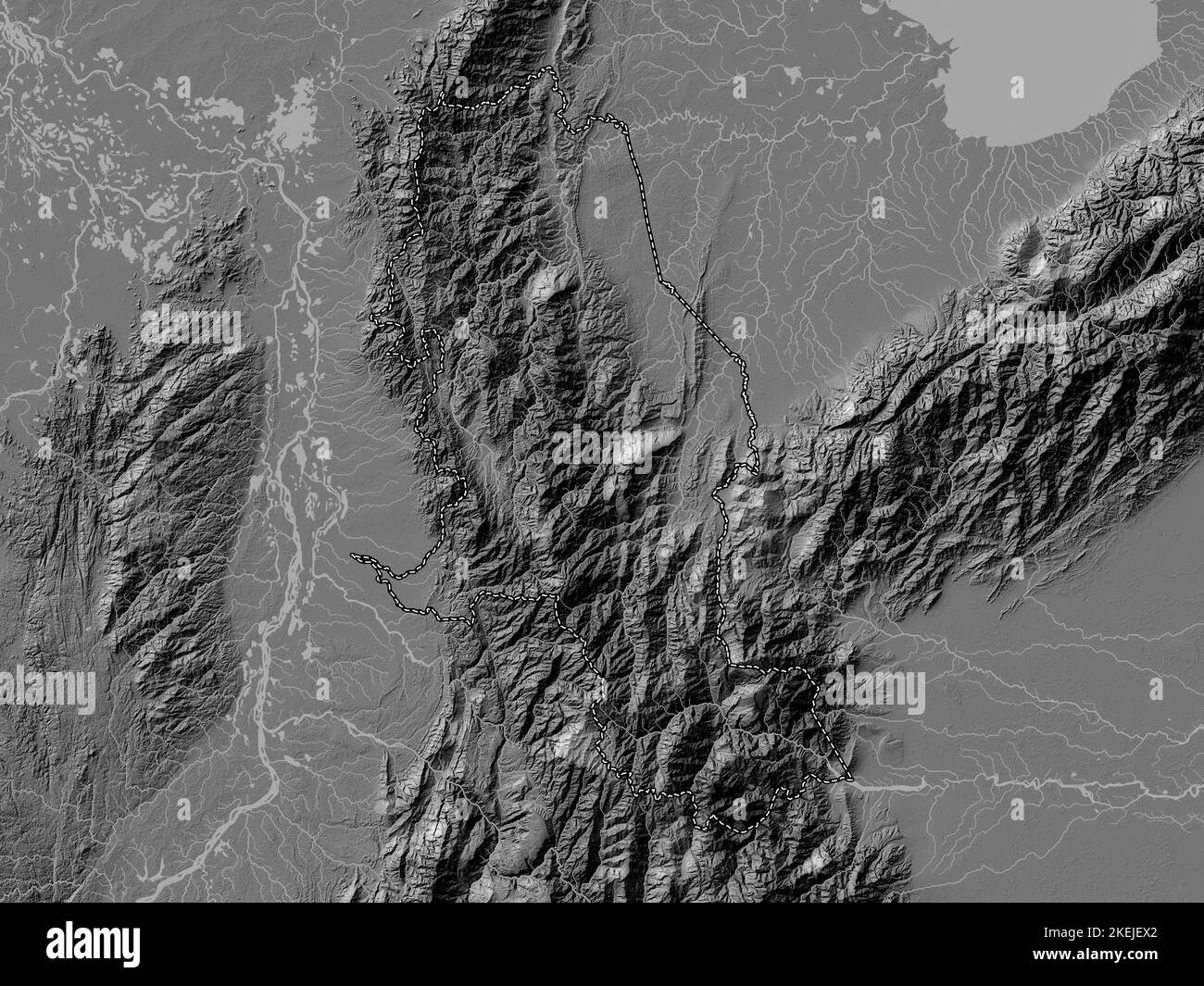 Norte de Santander, département de Colombie. Carte d'altitude à deux niveaux avec lacs et rivières Banque D'Images