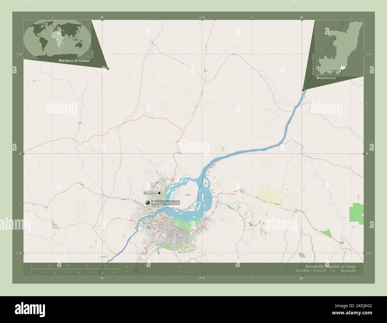 Brazzaville, région de la République du Congo. Ouvrez la carte des rues ...