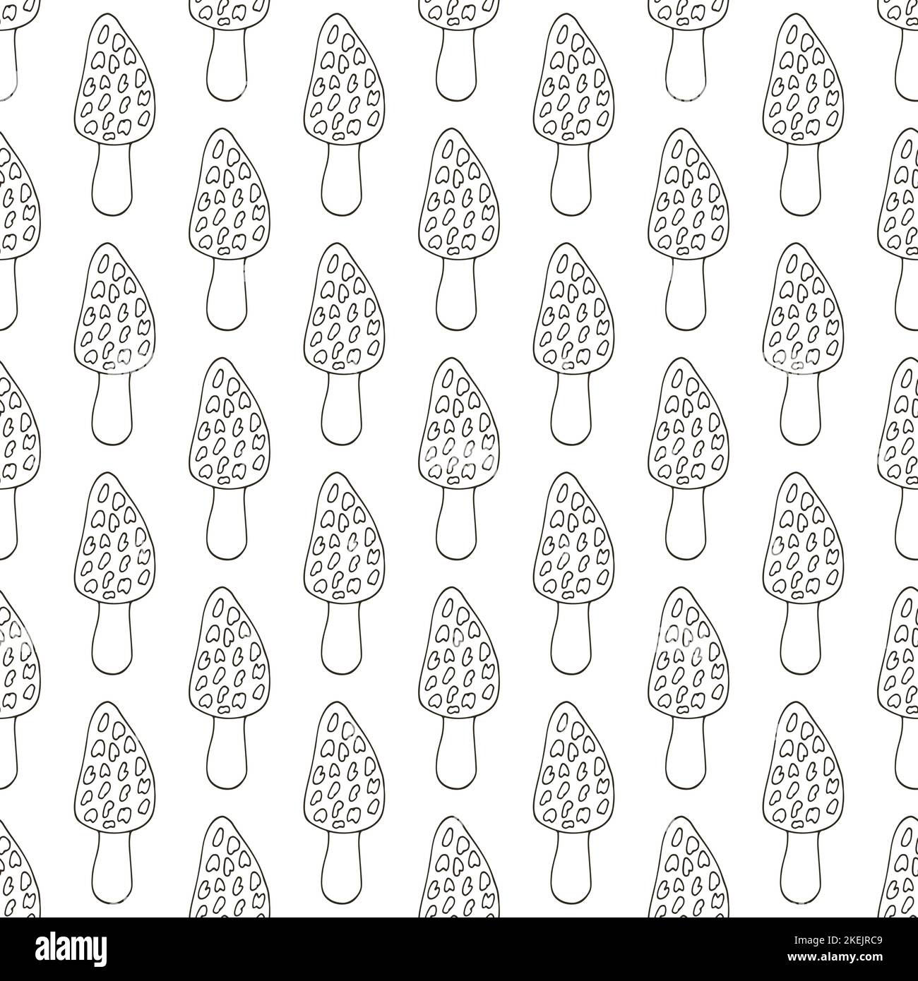 Morchella esculenta. Illustration en mode dessin manuel. Motif sans couture pour la cuisine, le restaurant Illustration de Vecteur