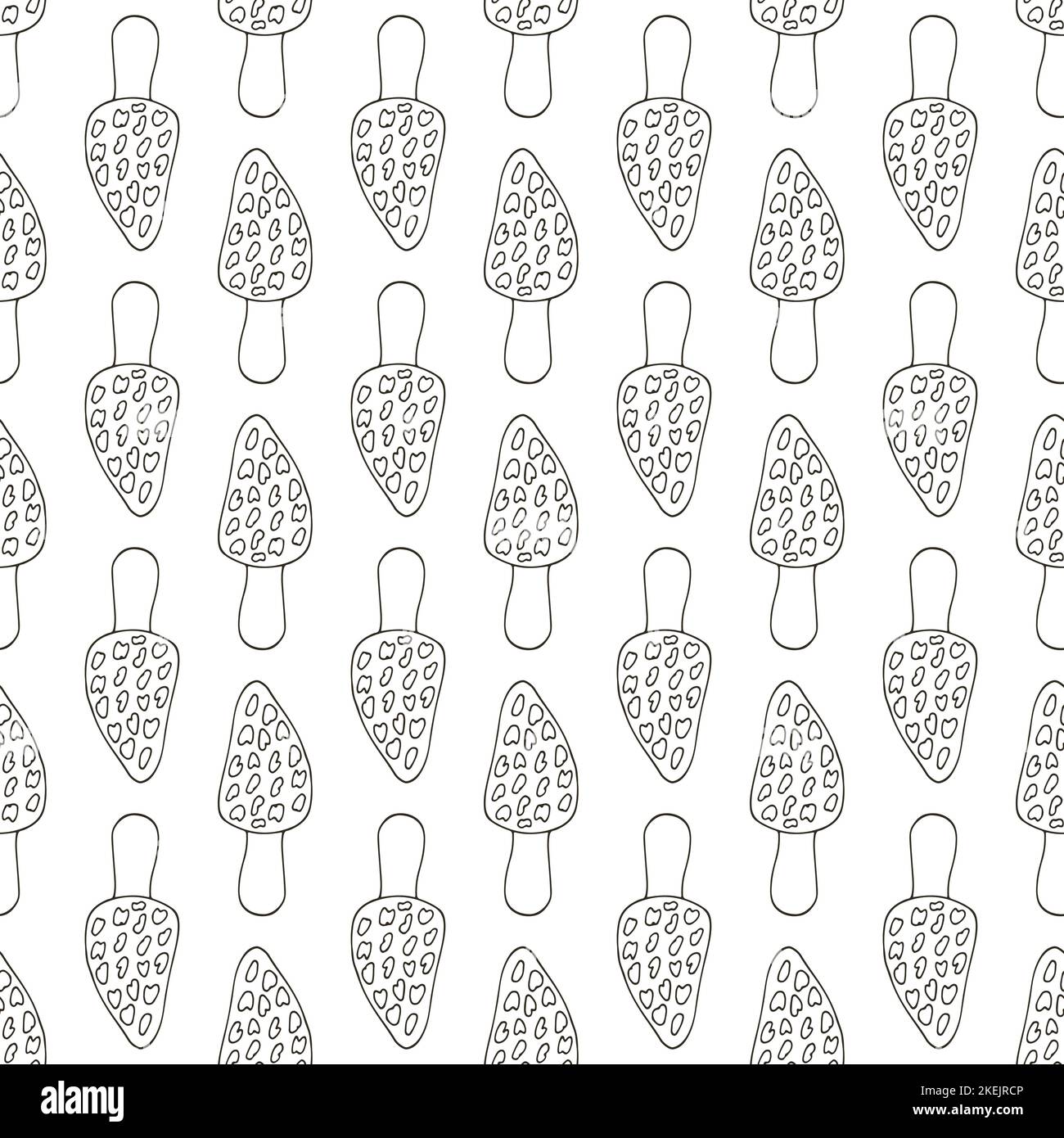 Morchella esculenta. Illustration en mode dessin manuel. Motif sans couture pour la cuisine ou la boutique Illustration de Vecteur