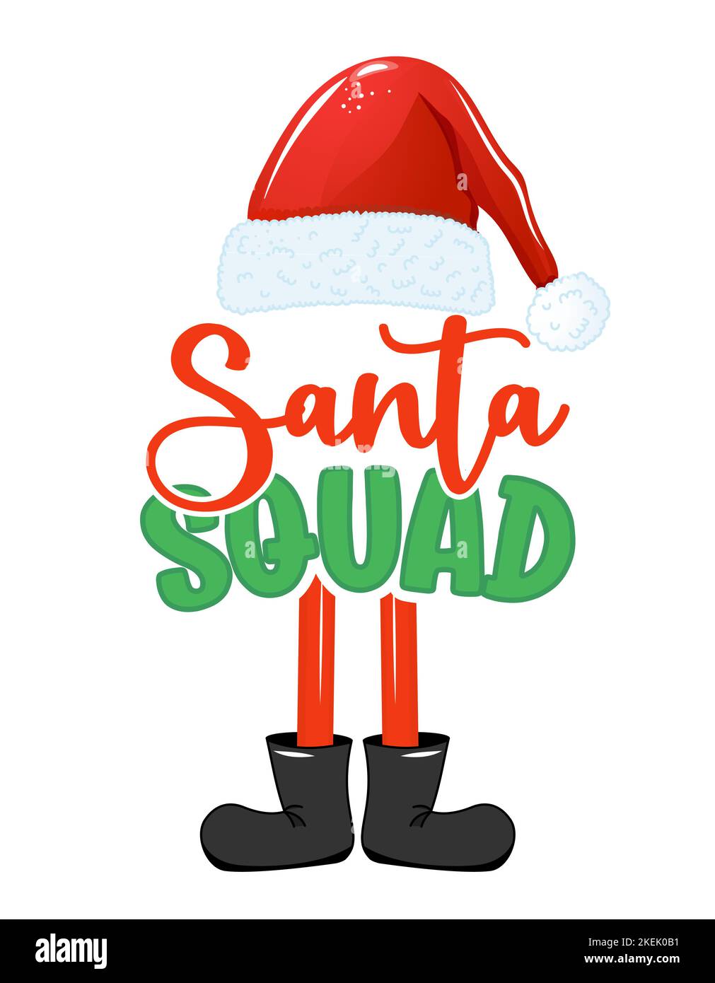 Santa Squad - expression pour bébé de Noël, vêtements d'enfant ou pulls laids. Lettrage dessiné à la main pour cartes de voeux de Noël, invitations. Bon pour t-shirt, m Illustration de Vecteur