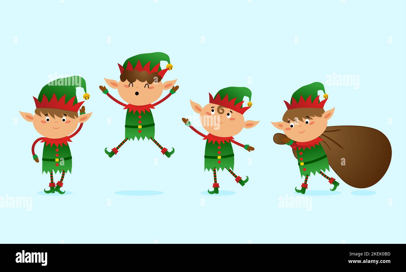 Lutins de Noël les petits helpers du Père Noël dans un style de