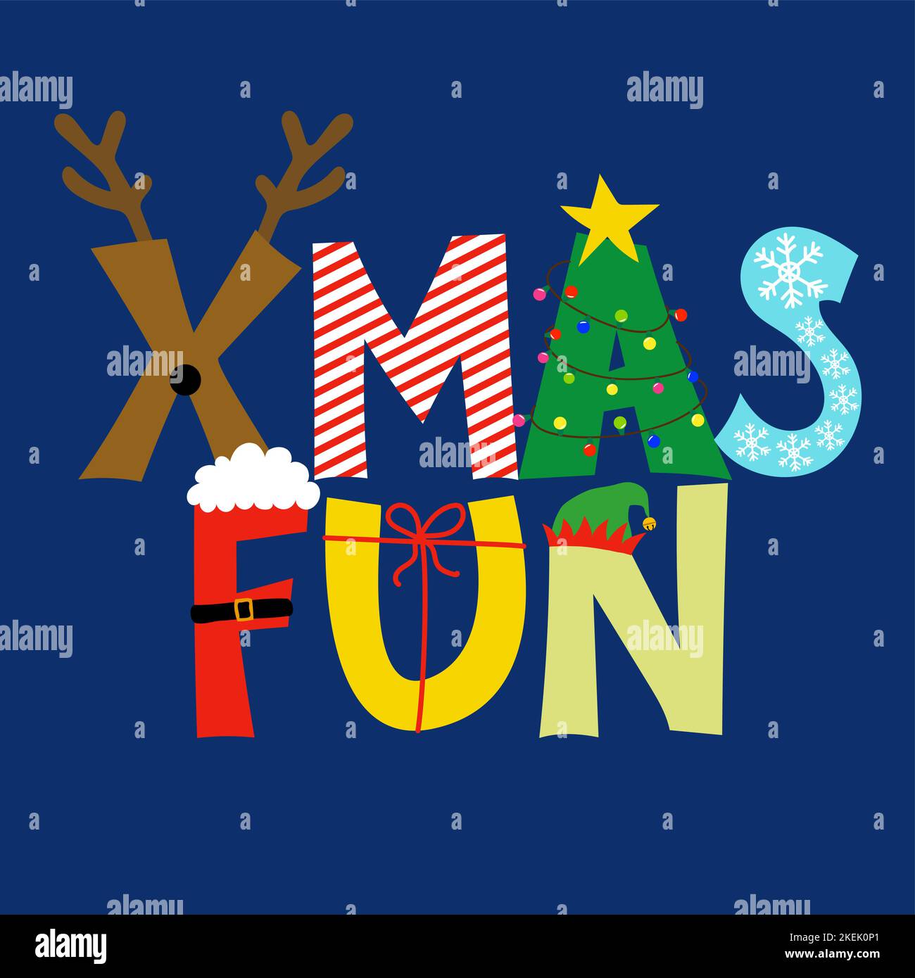 Noël amusant - drôle de calligraphie phrase pour Noël. Lettrage dessiné à la main pour cartes de voeux de Noël, invitations. Bon pour t-shirt, mug, cadeau, impression p Illustration de Vecteur