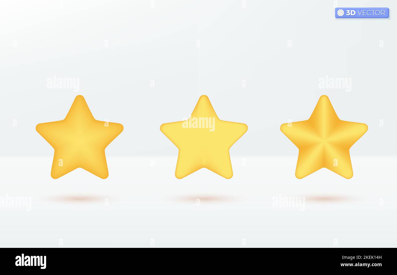 Symboles d'icône étoiles dorées. Réalisations et décor, concept de feedback de notation client. 3D illustrations vectorielles isolées. Style minimaliste pastel de dessin animé Illustration de Vecteur