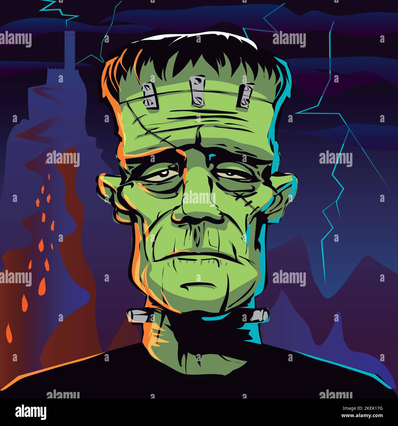 Frankestein visage sinistre pour halloween Illustration de Vecteur