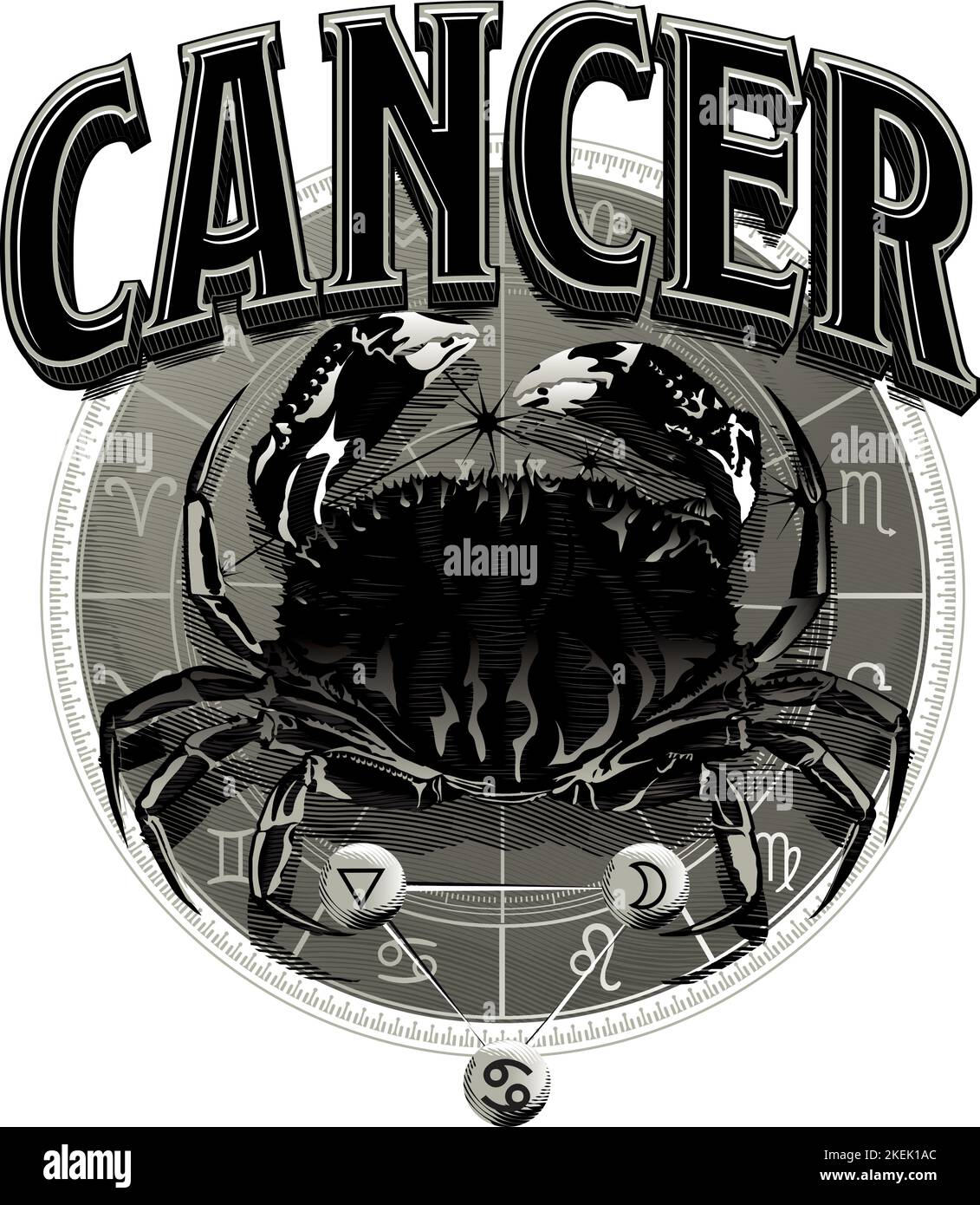 Astrologie zodiaque symbole d'horoscope de cancer en cercle Illustration de Vecteur