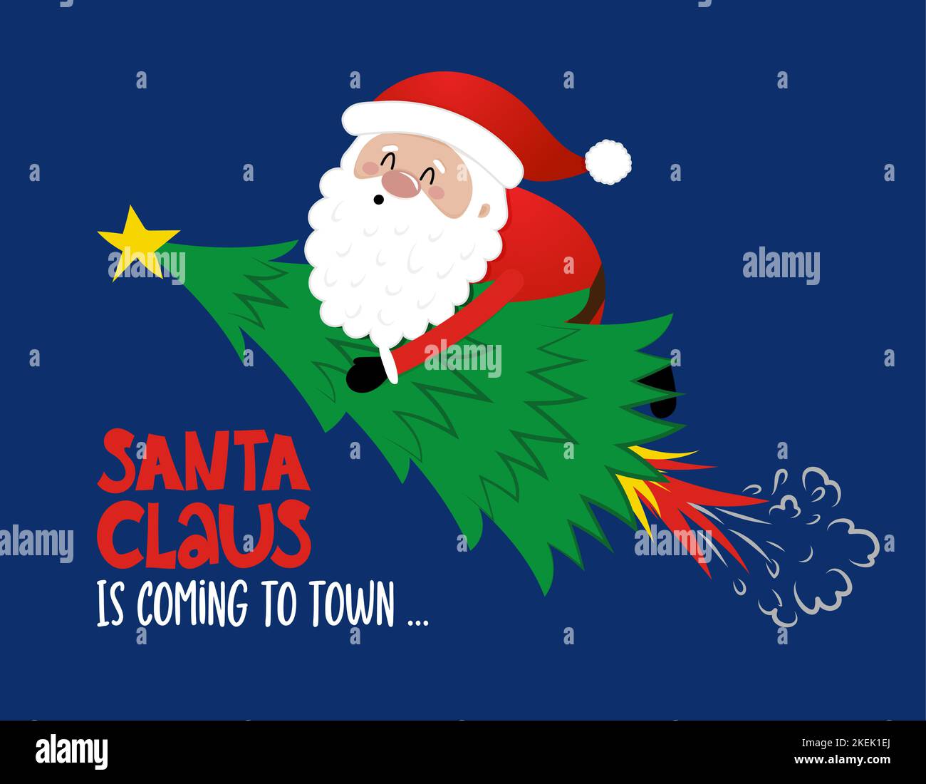 Le Père Noël fait un traîneau avec des rennes et un dinosaure de trex. Joyeux Noël, Noël et bonne nouvelle année concept amusant. Illustration vectorielle de dessin animé. Santa Cl Illustration de Vecteur