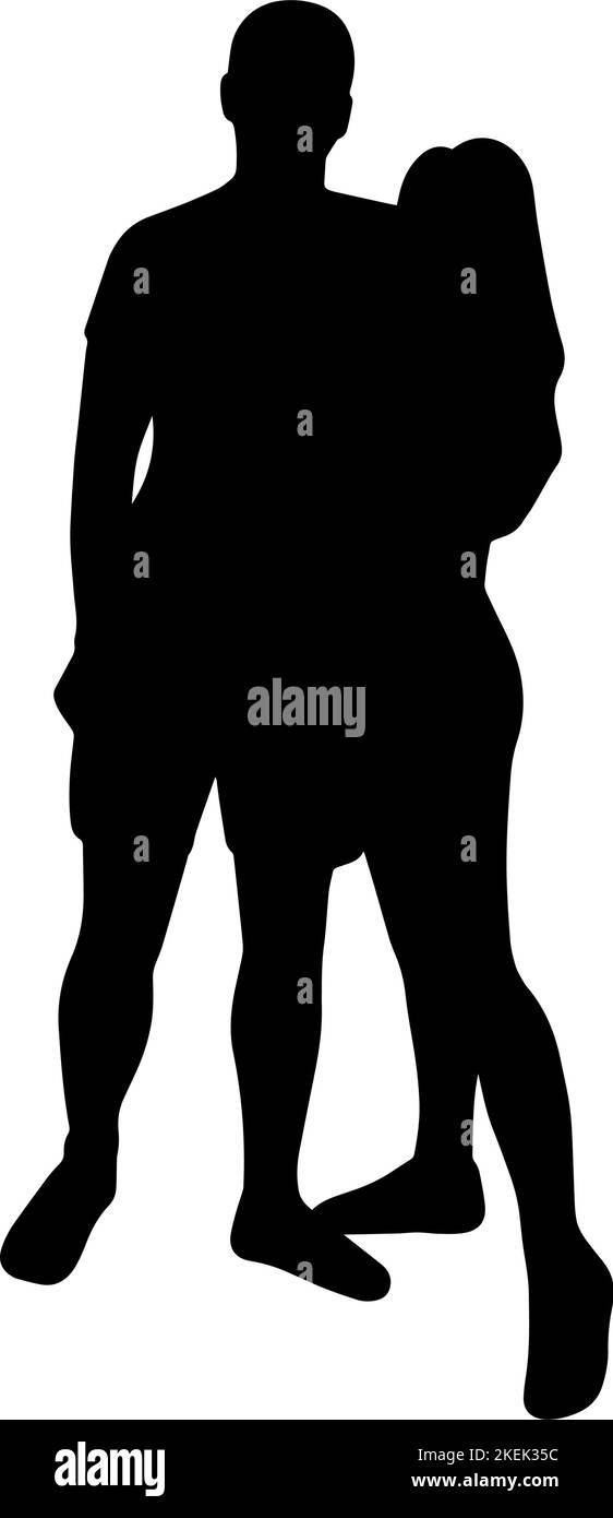 Silhouette de couple hétérosexuel affectueuse Illustration de Vecteur